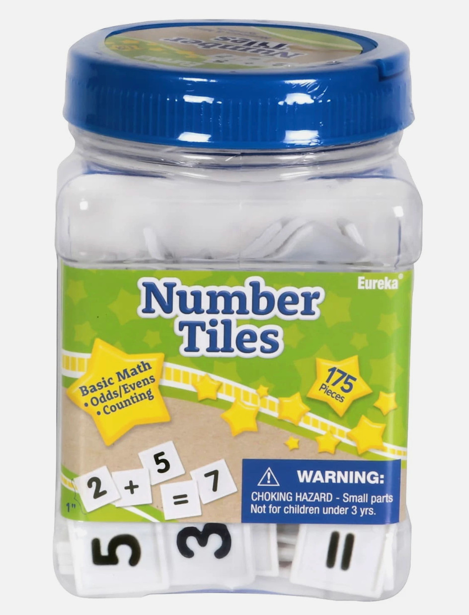 Eureka Tub of Number Tiles Manipulatives White 175 Pieces (EU-867430)