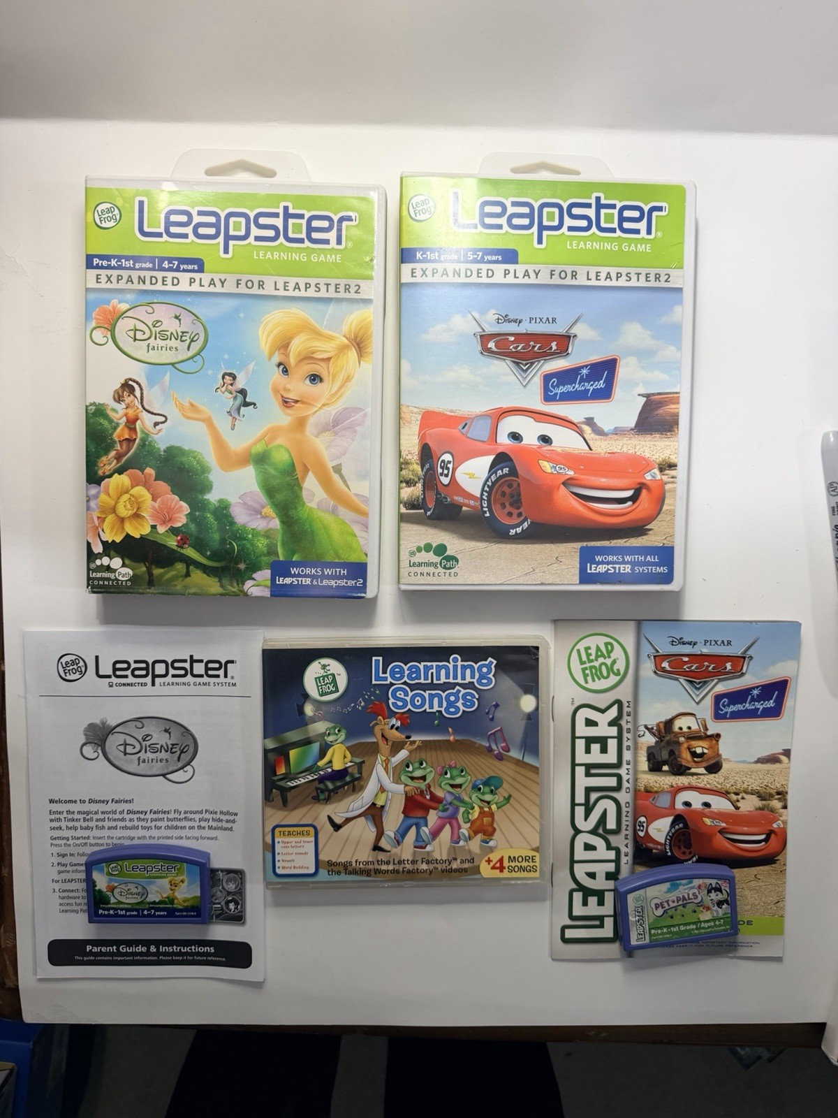 LOT LeapFrog Leapster & Leapster 2 Disney Fairies & Cars 4-7 years, K-1st, Songs