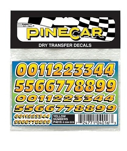 Pine-Car Pinewood Derby Yellow Numbers Dry Transfer – Pinewood Derby Decal and