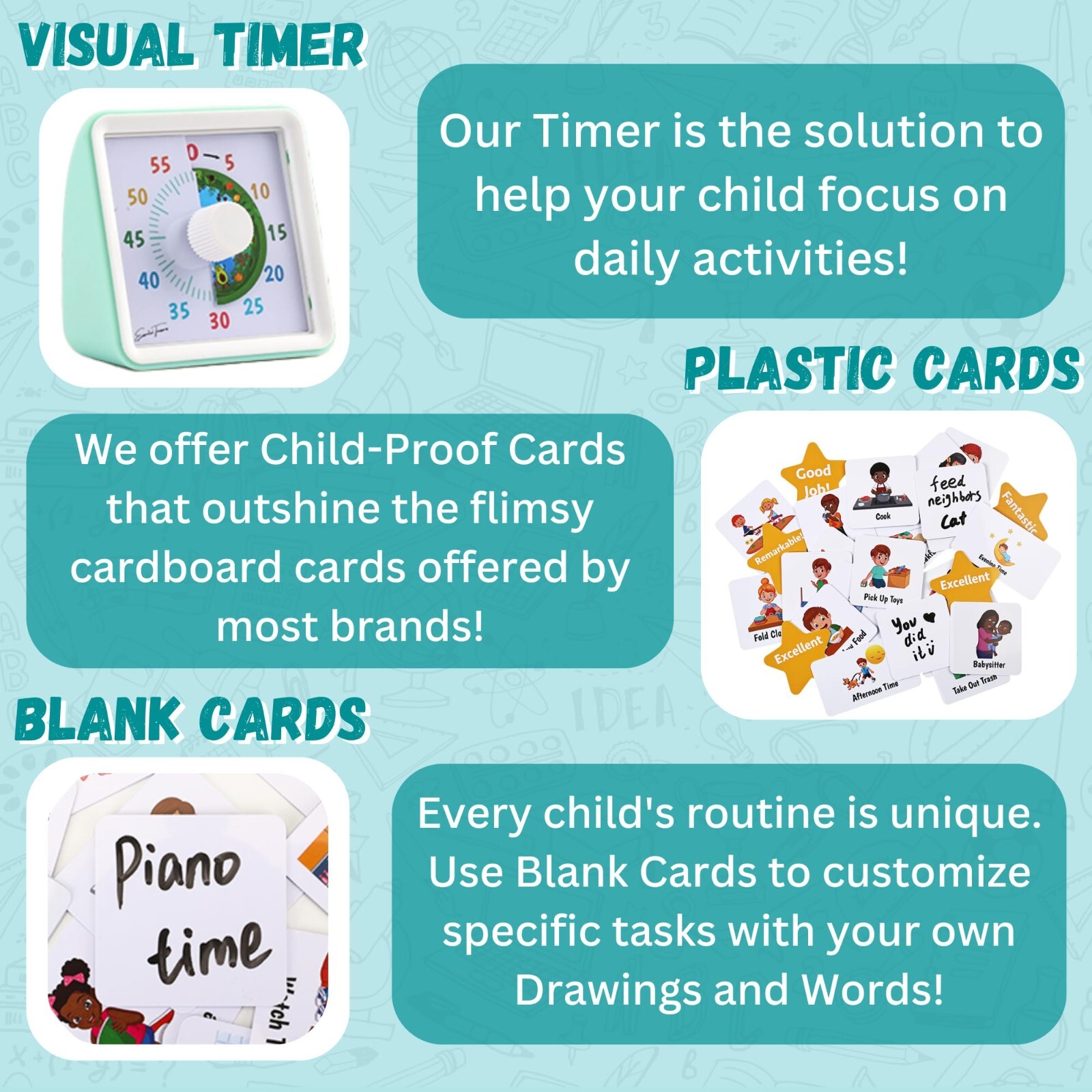 Visual Schedule for Kids with Visual Timer | Reward Chore Chart for Kids Autism