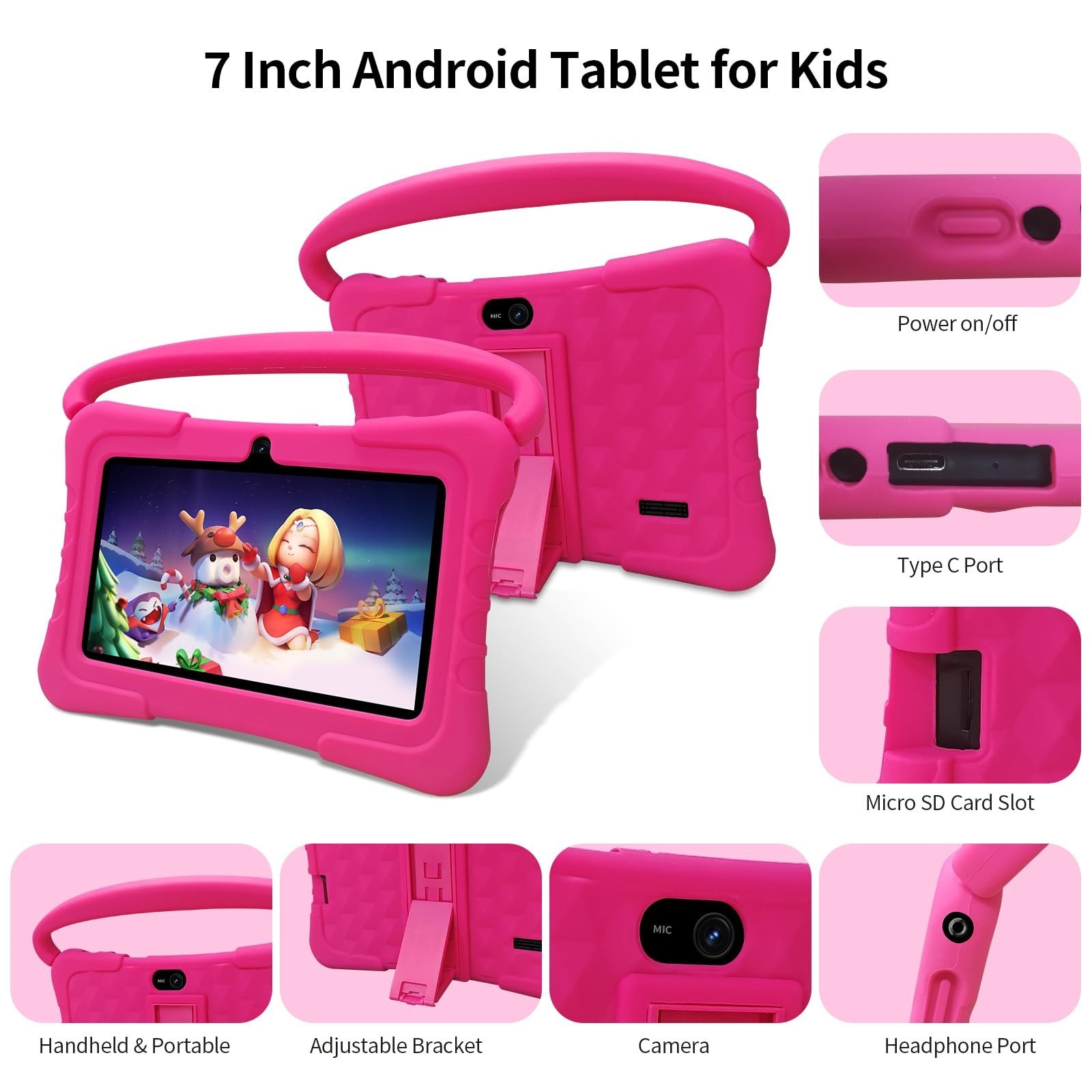 Kids Tablet Wintouch 2GB RAM 32GB ROM Android 11 Learning Education Blue Pink