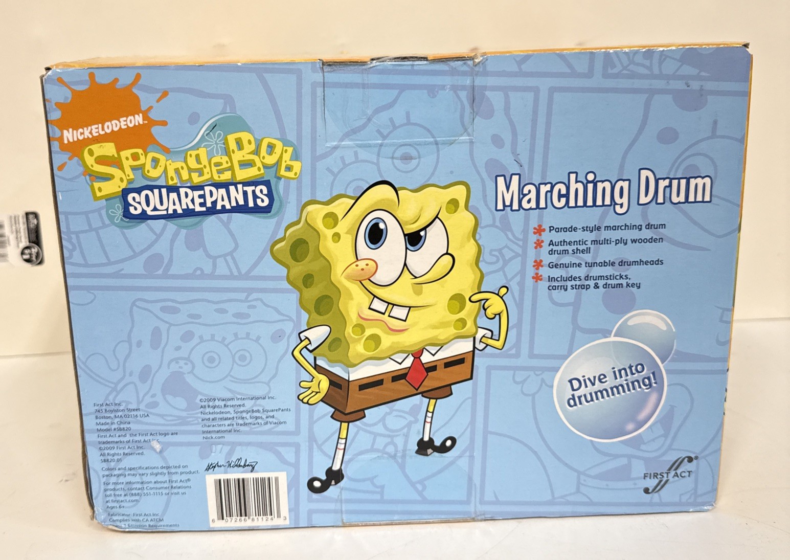 Nickelodeon Spongebob RARE IN BOX Marching Drum By First Act 2009