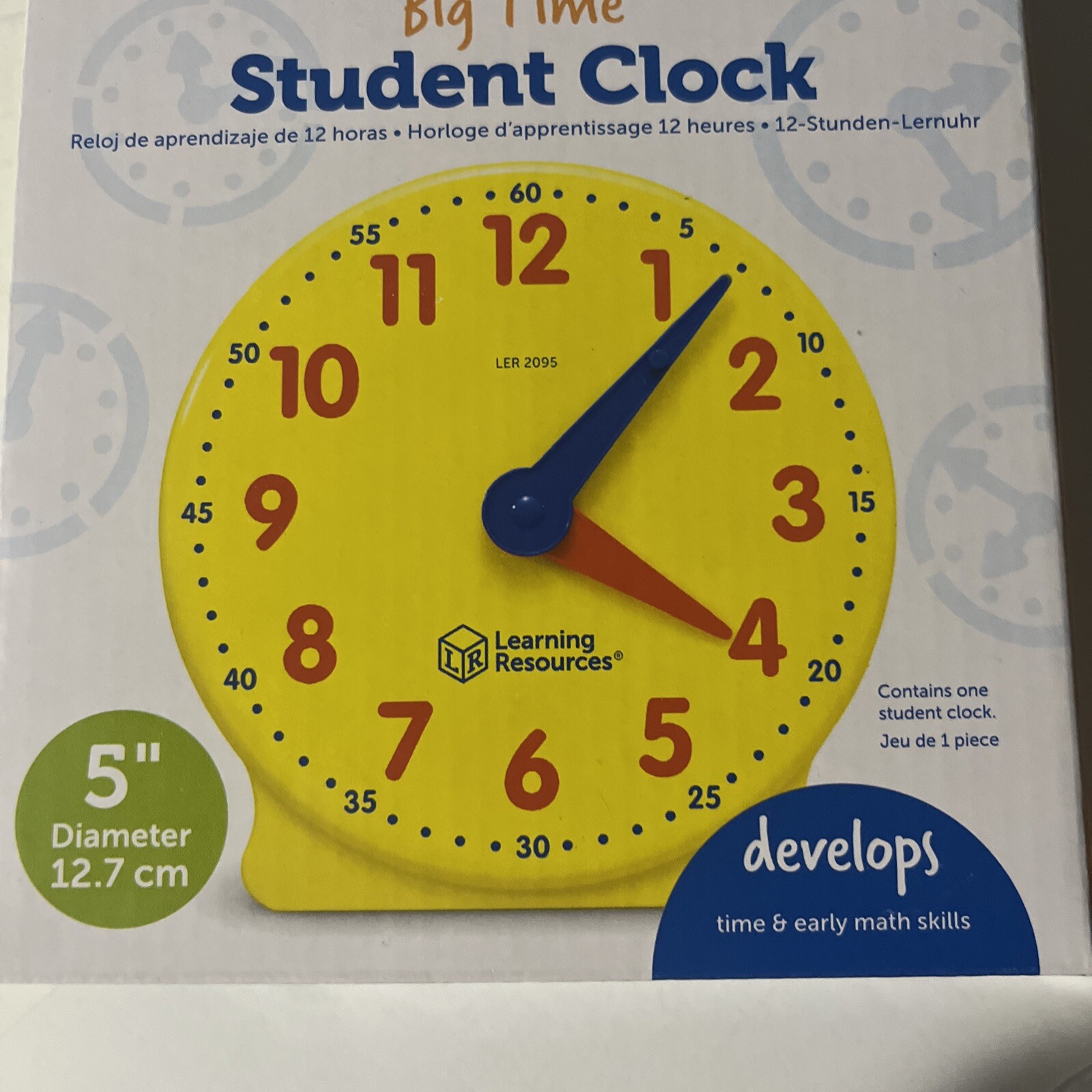 Learning Resources Big Time Student Clock Teaching & Demonstration 12 Hour