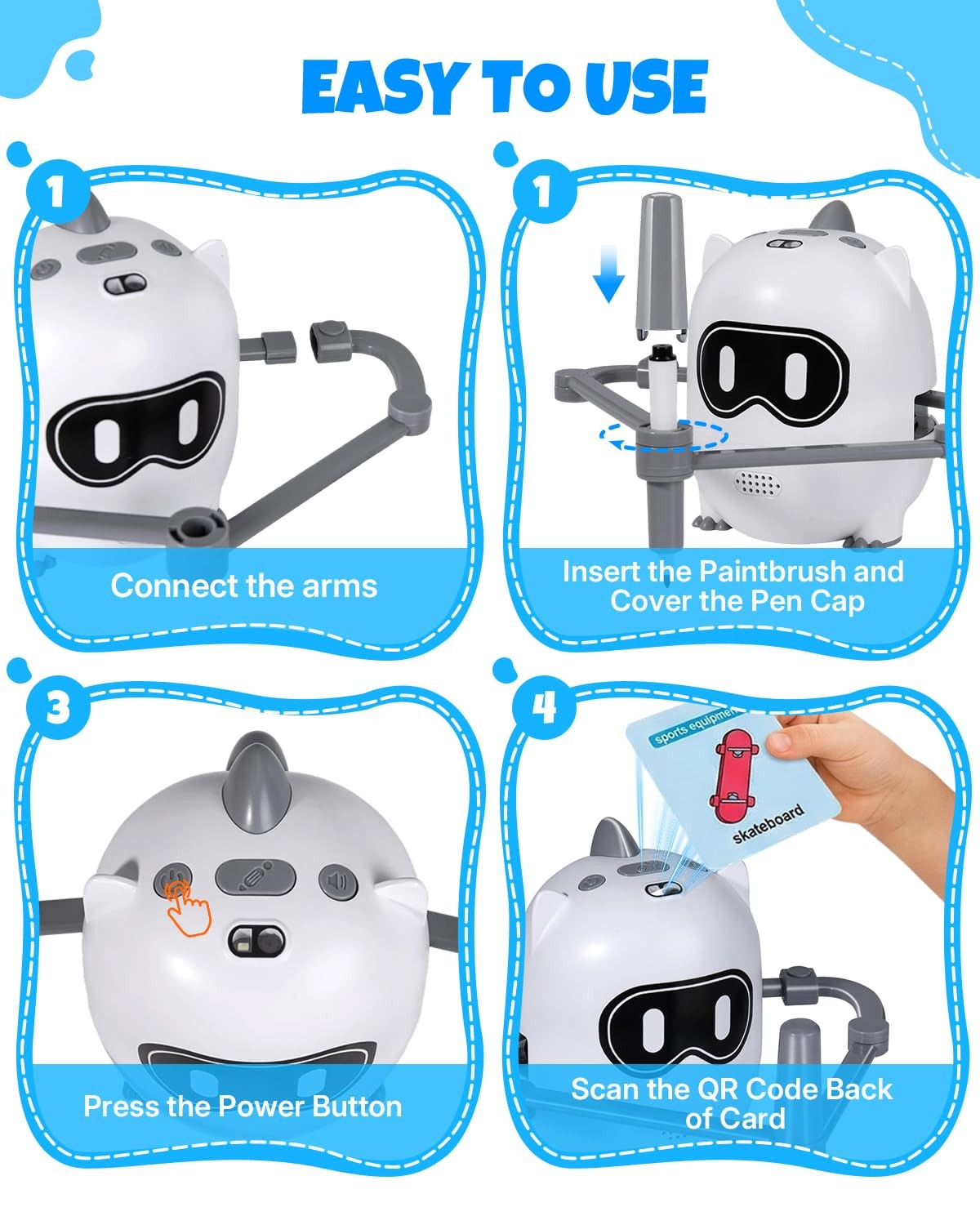 WOQWOQ Drawing Robot for Kids, Smart Scan & Music Interactive Standard, White