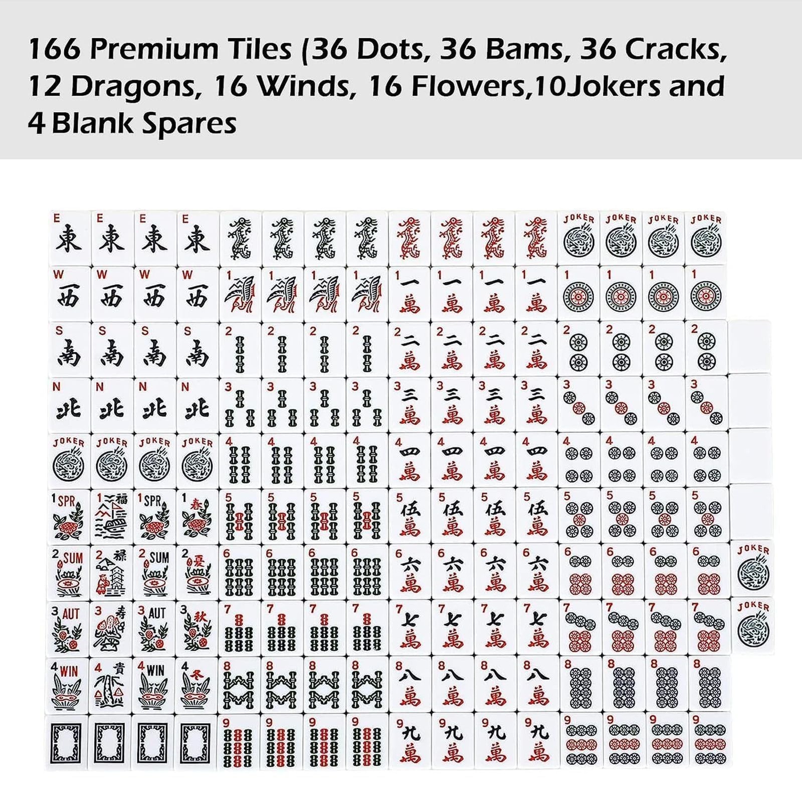 ZGME American Mahjong Set,166 White Tiles with Blue Rectangular Bag and Acces…