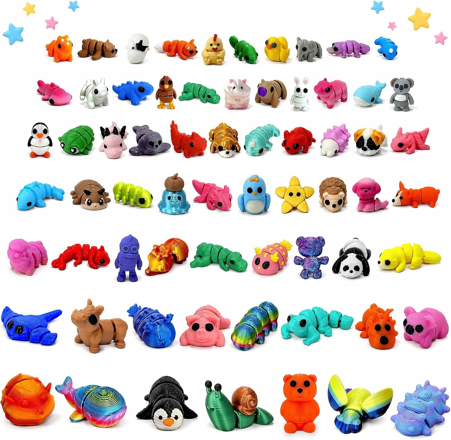 120PCS Surprise 3D Printed Animals Bulk, Random Collectible Mini Animal Figur…