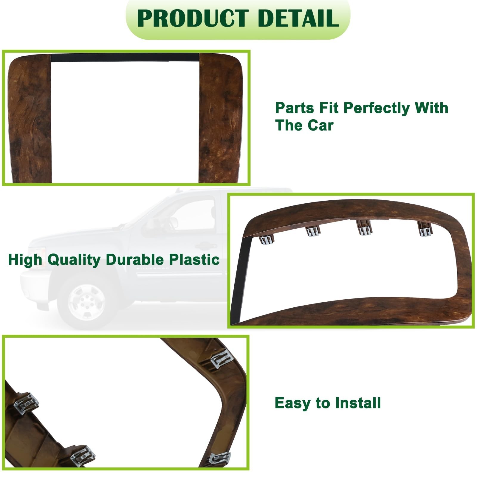 Dash Center Radio Bezel Trim Instrument Panel Cover Burlwood Compatible with …