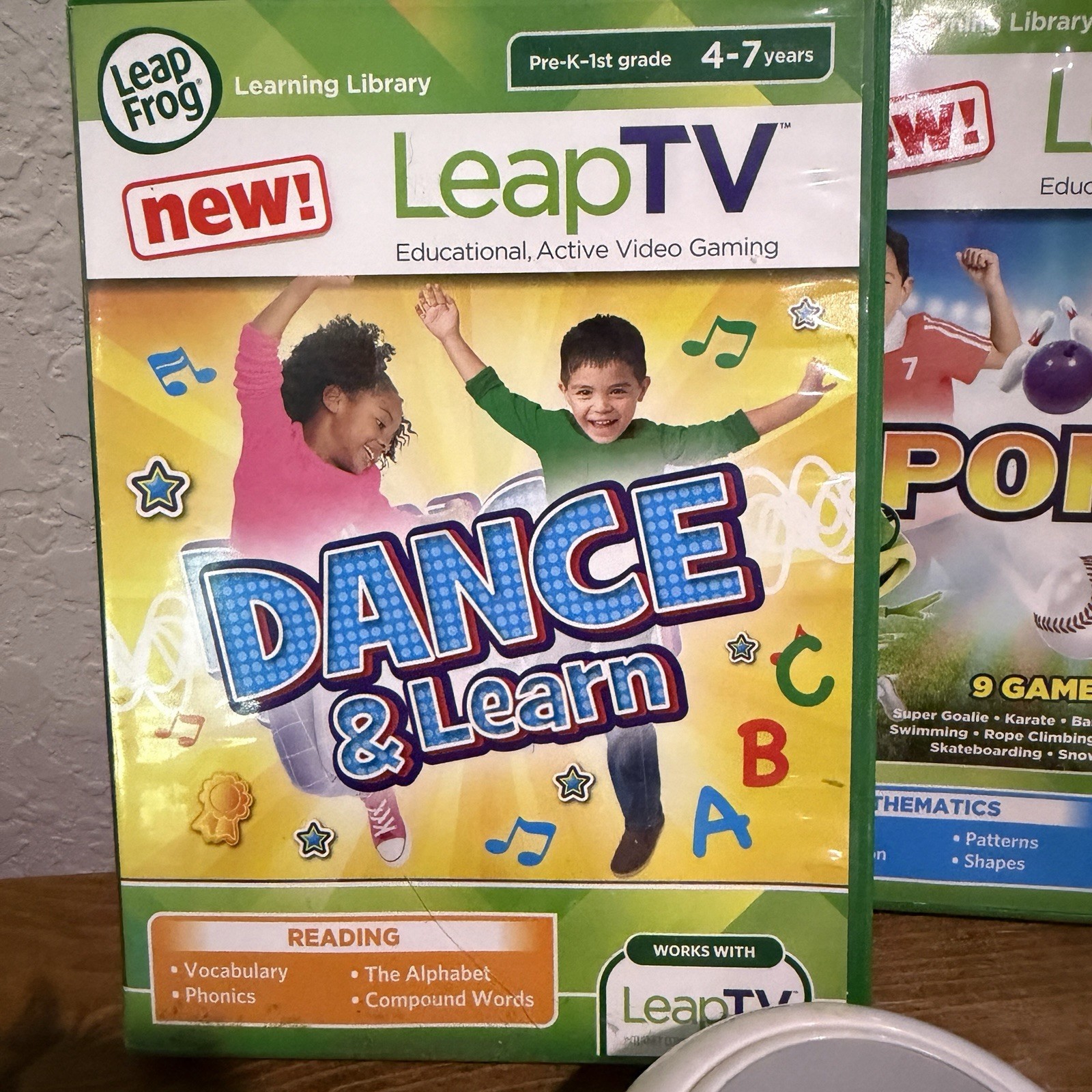 Leap Frog Leap TV Game Controller & Lot Of 4 Sports Frozen Dance Kart Racing
