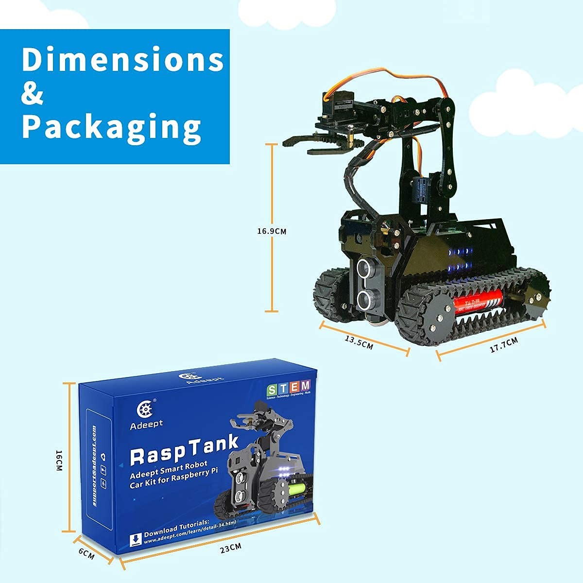 Gewbot DIY Robot Model Kit for Raspberry Pi 4/3 Model B+/B WiFi Wireless Smar…