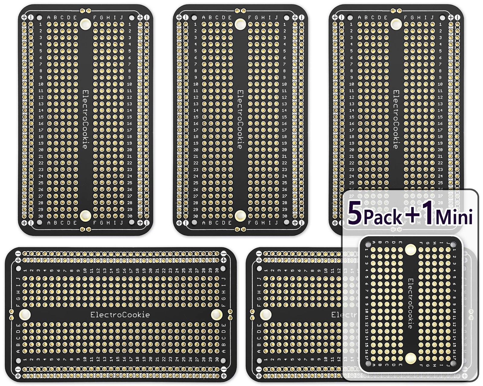 Solderable Breadboard Prototype PCB for Electronics Project Board Black