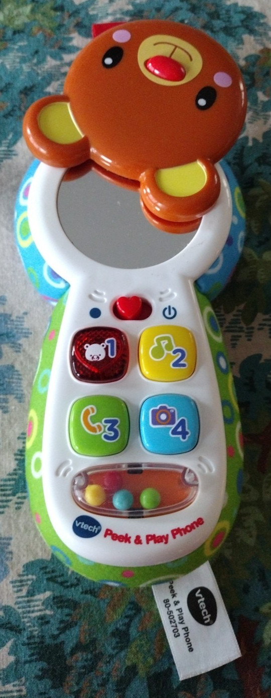 Vtech Peek and Play Phone (Blue/Green) Toy Teddy Bear Mirror Lights & Sounds