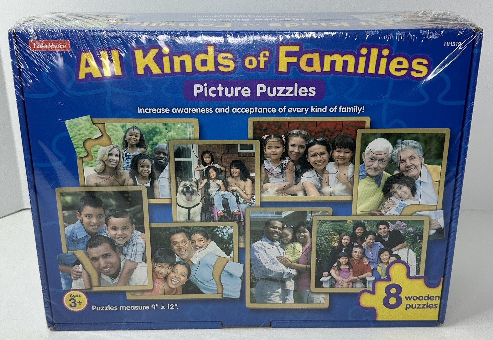 Lakeshore All Kinds of Families 8 wooden Picture Puzzles~Multicultural~SEALED