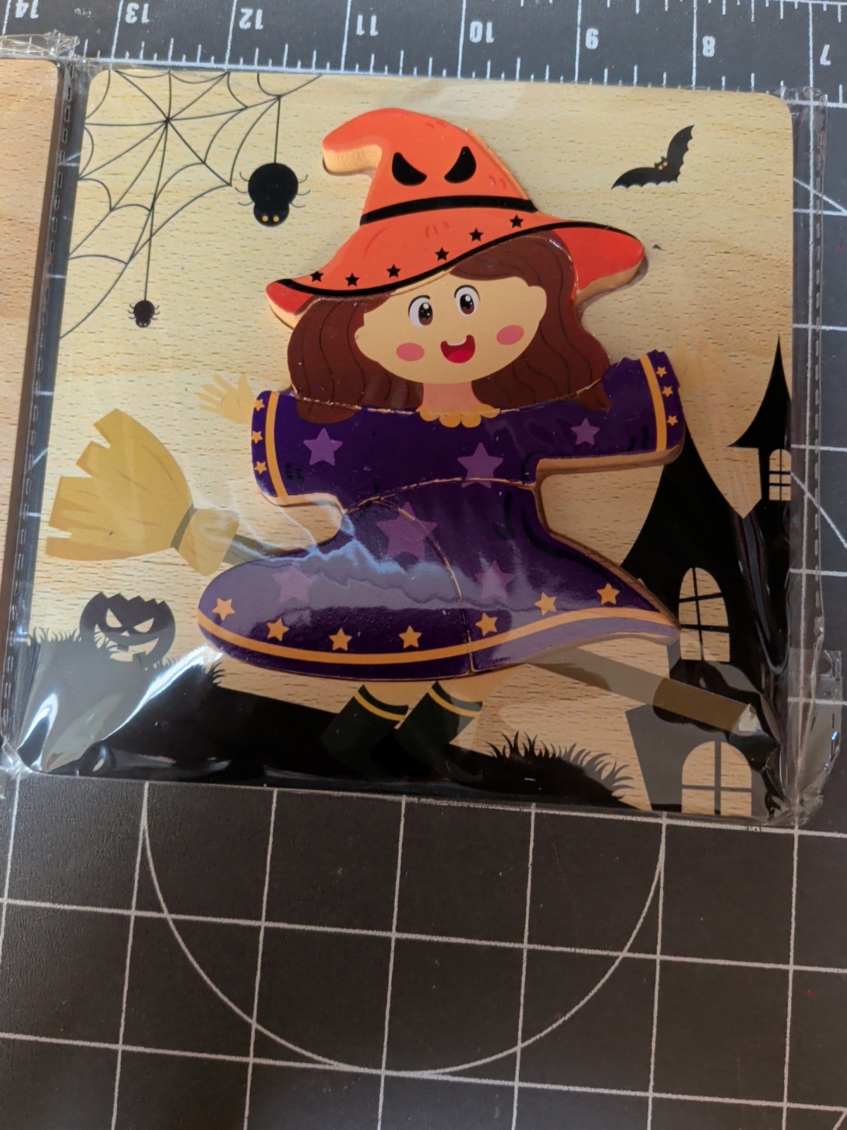 Wood Puzzle Preschool Toddler Infant Set 2 Halloween Party Centers Spider Witch