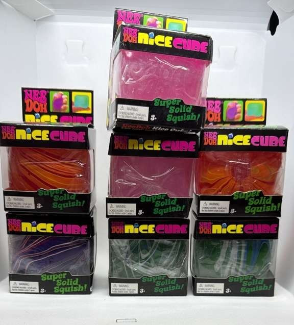 Nee Doh Nice Cube Swirlin’ USA Super Solid Squish Tactile Toy Pink