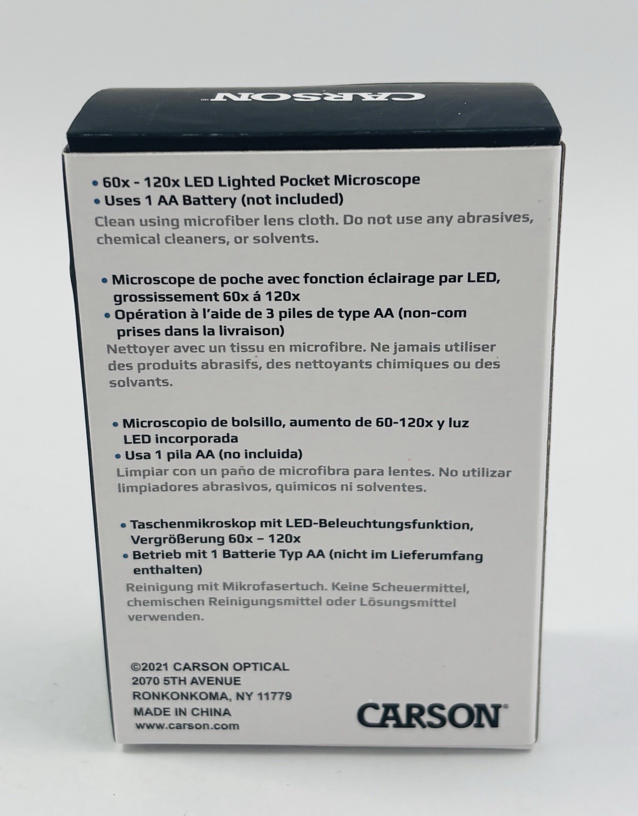Carson MicroBrite Plus 60x – 120x LED Lighted Zoom Pocket Microscope
