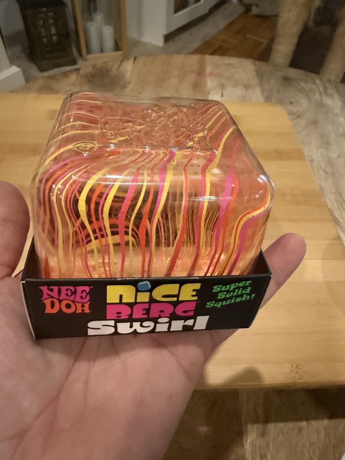 NeeDoh Nice Berg Swirl XL Giant Nee Doh Squishy Swirl Cube Orange Pink Yellow