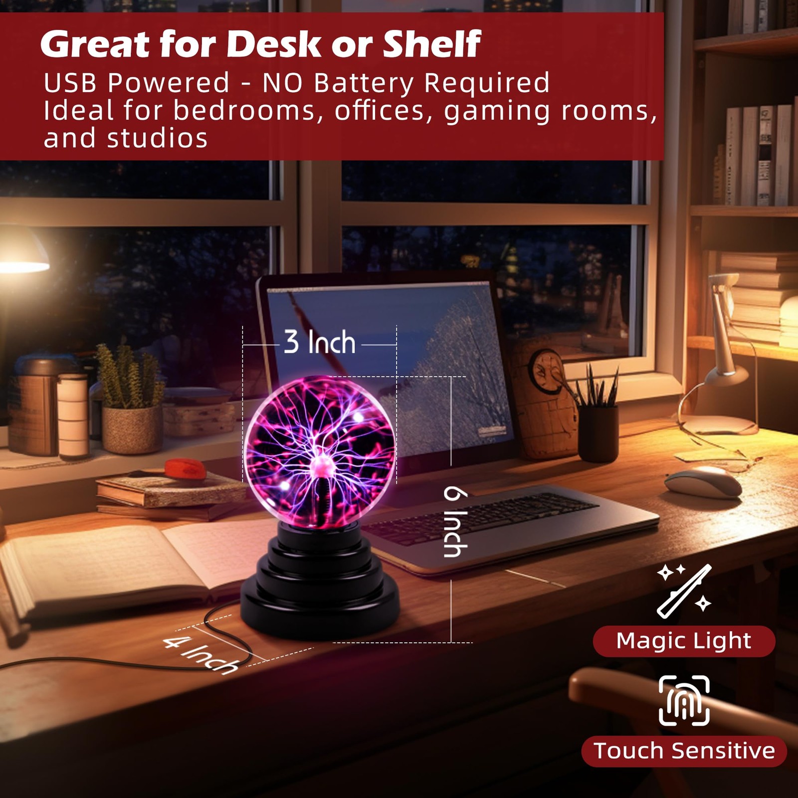 Plasma Ball Science Gift Touch Sensitive Plasma Globe Decorative Lamp Novelty…