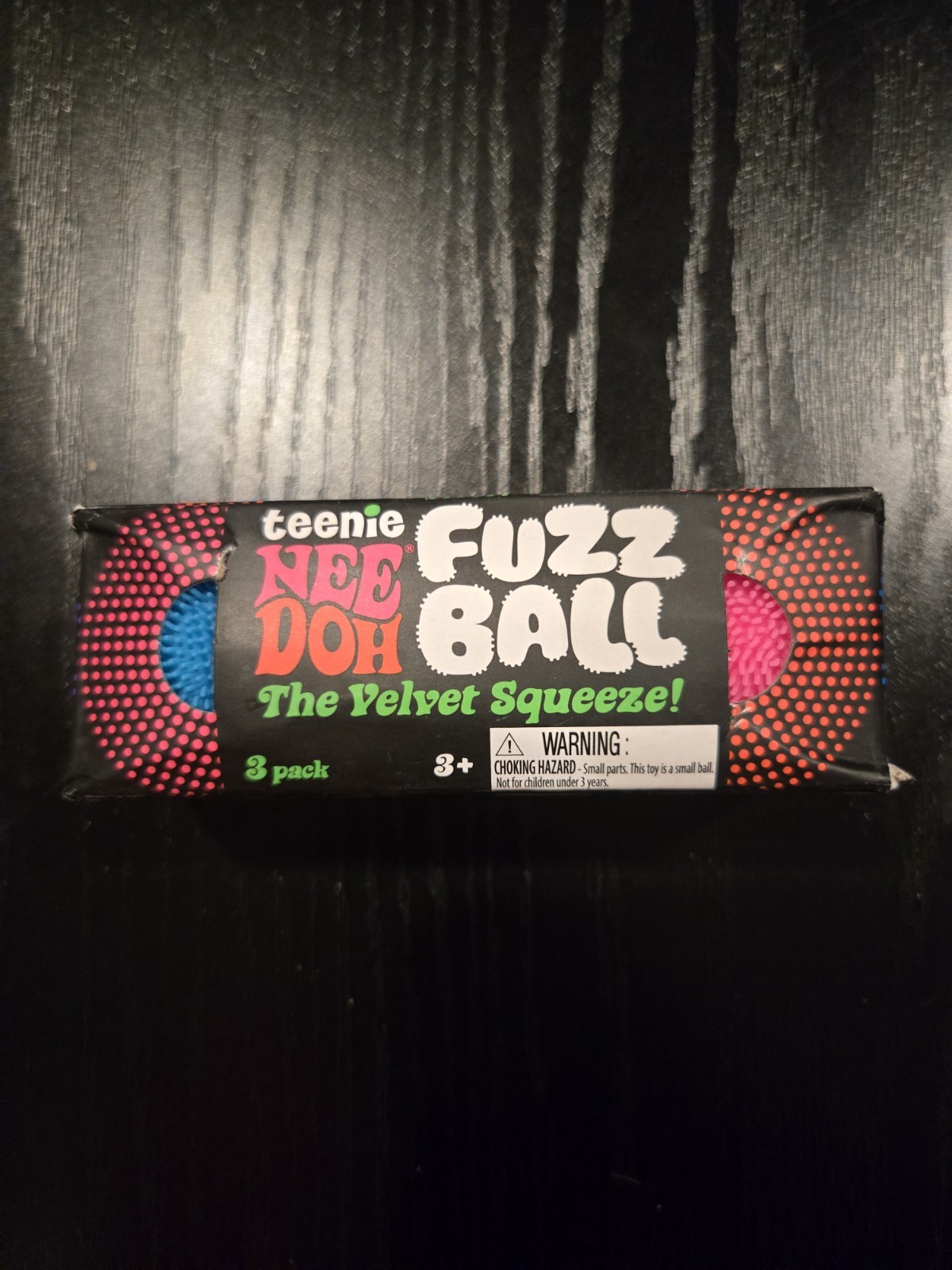 NeeDoh Teenie Fuzzball Velvet Squeeze Toy 3 Pack. Random Colors. Fuzz Ball