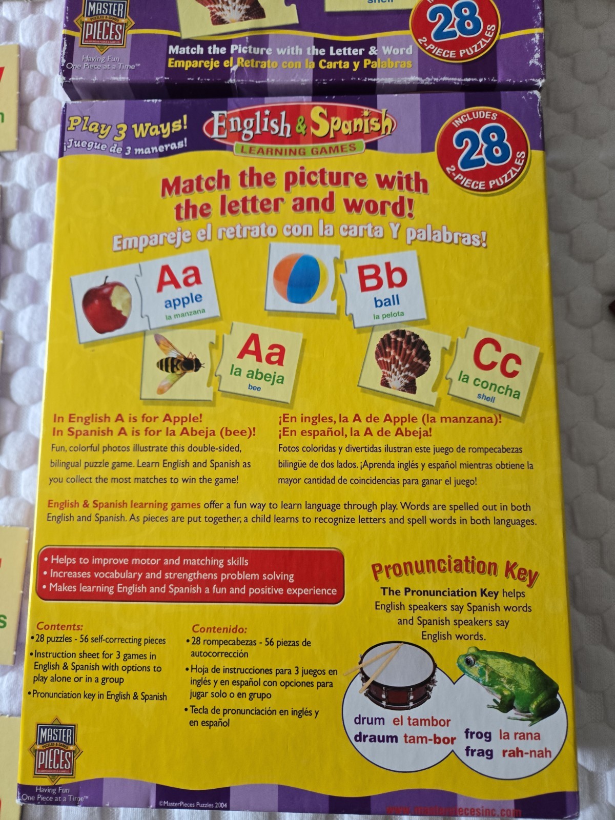 Masterpieces Bilingual English Spanish Match Learning game PUZZLE Complete