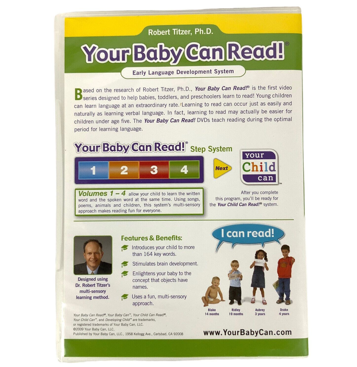 Your Baby Can Read! 4 DVD Set Robert Titzer Early Language Development System