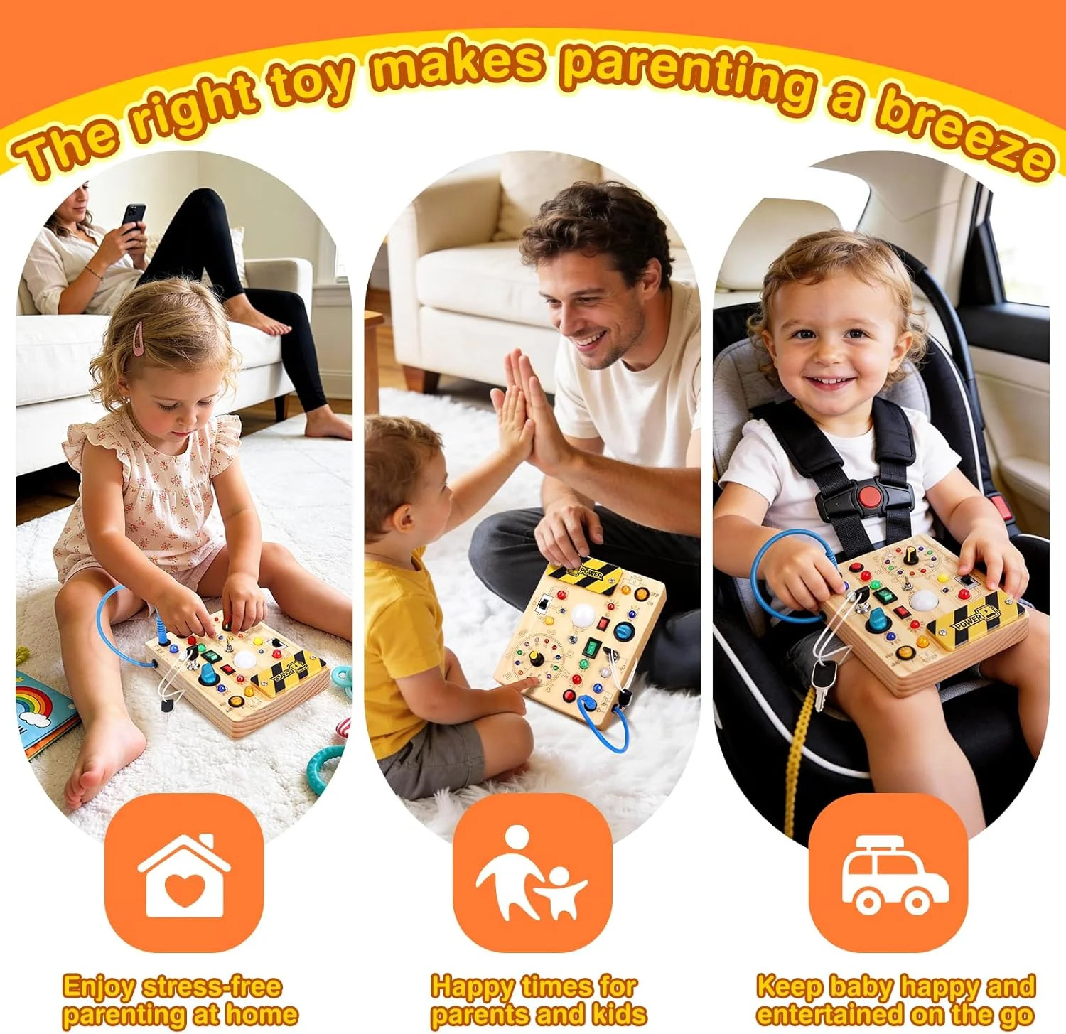 Grarain Busy Board for Toddlers – Montessori Educational Toy for 1-3 Year Old Bo