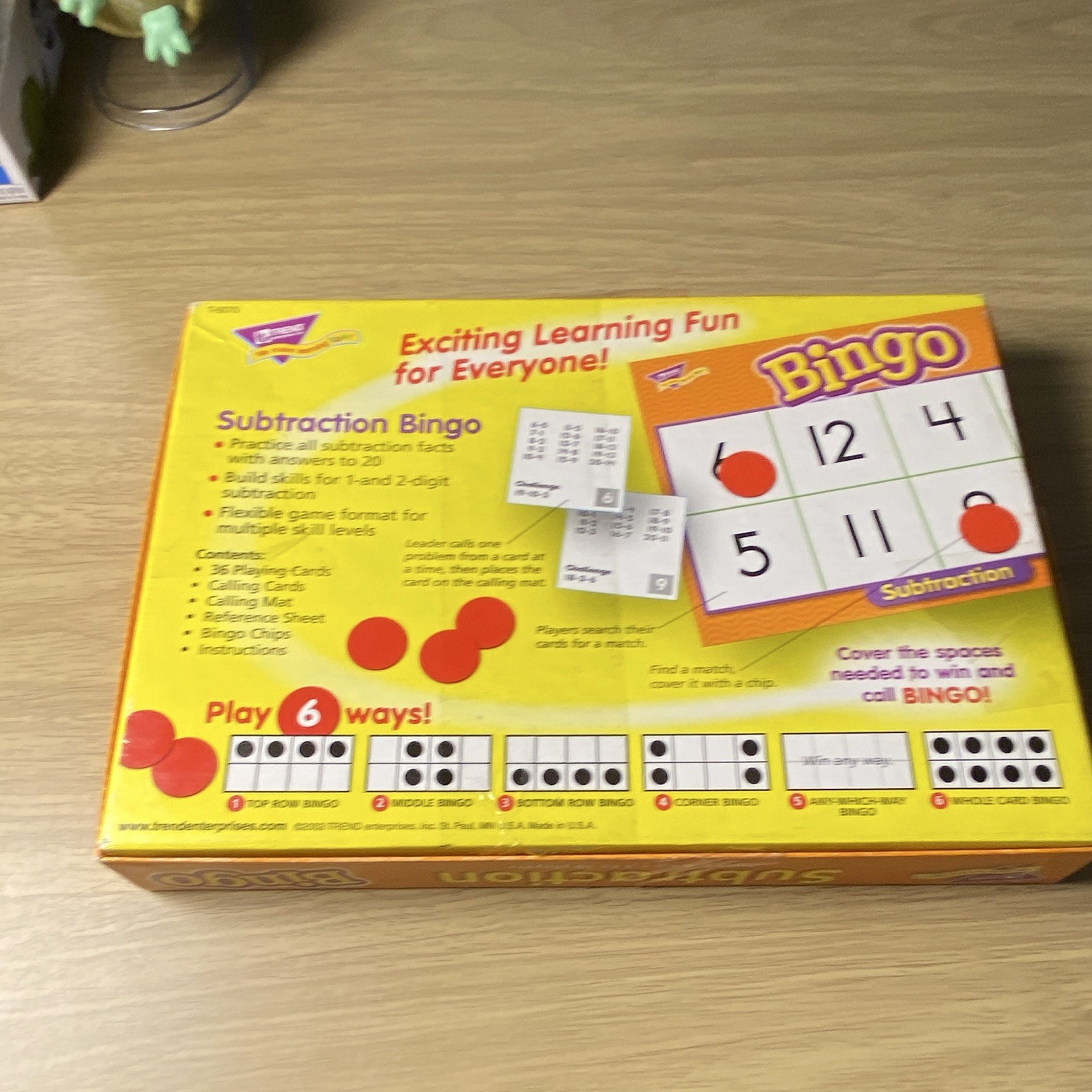 TREND Subtraction Bingo Math Learning Game Ages 6+ Age 4-7 8-11 Years