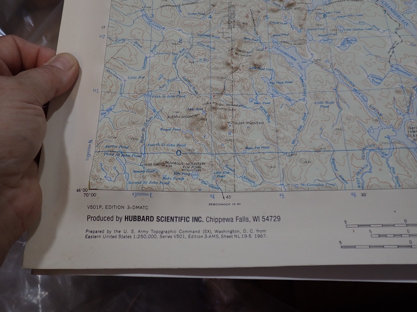 Hubbard Scientific Raised Relief Map Unframed 29″ Presque Isle Maine NL 19-5