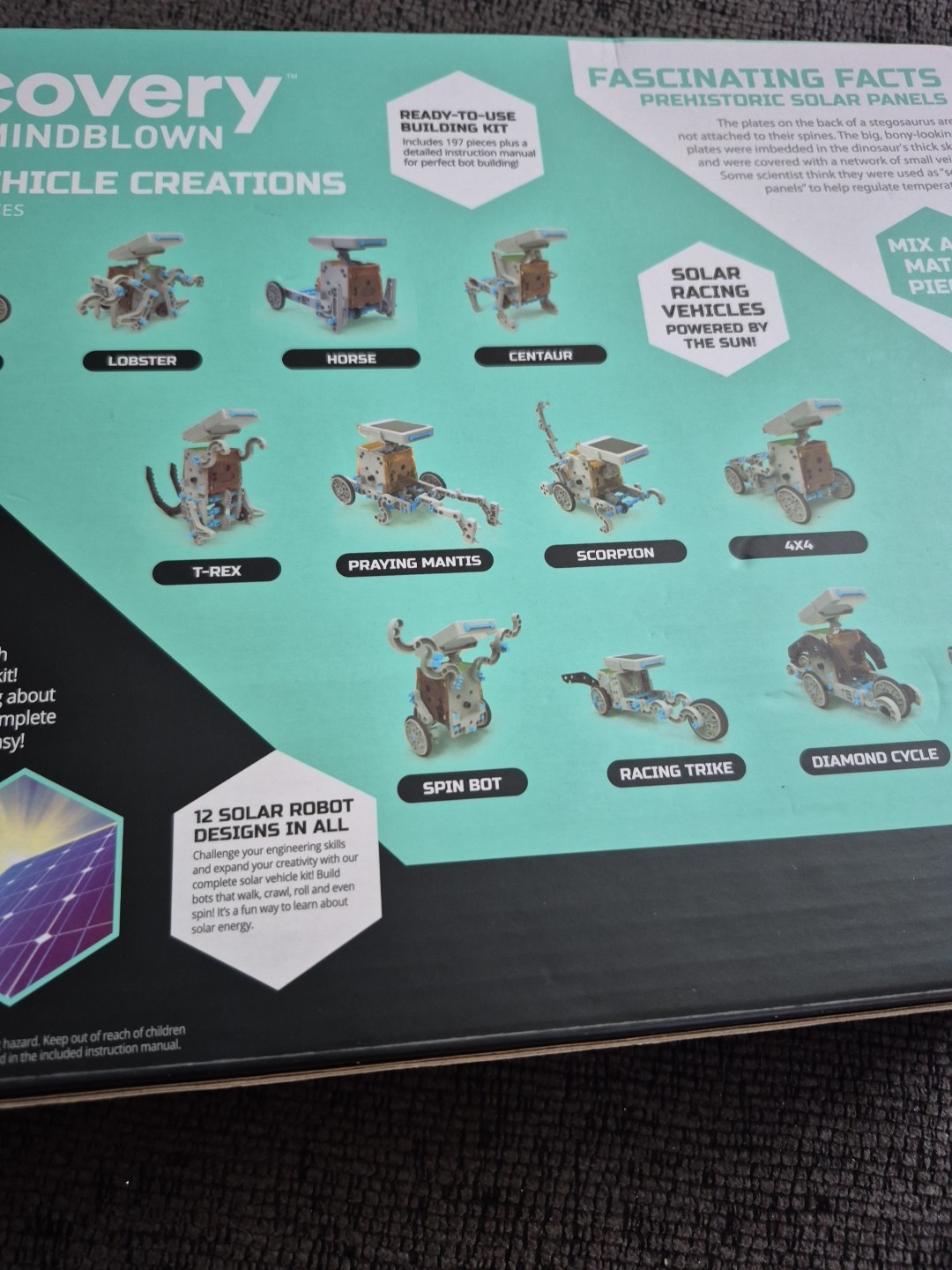Discovery:Mindblown/Solar Vehicle Creations Kit/STEM:12 Designs 197pc/New