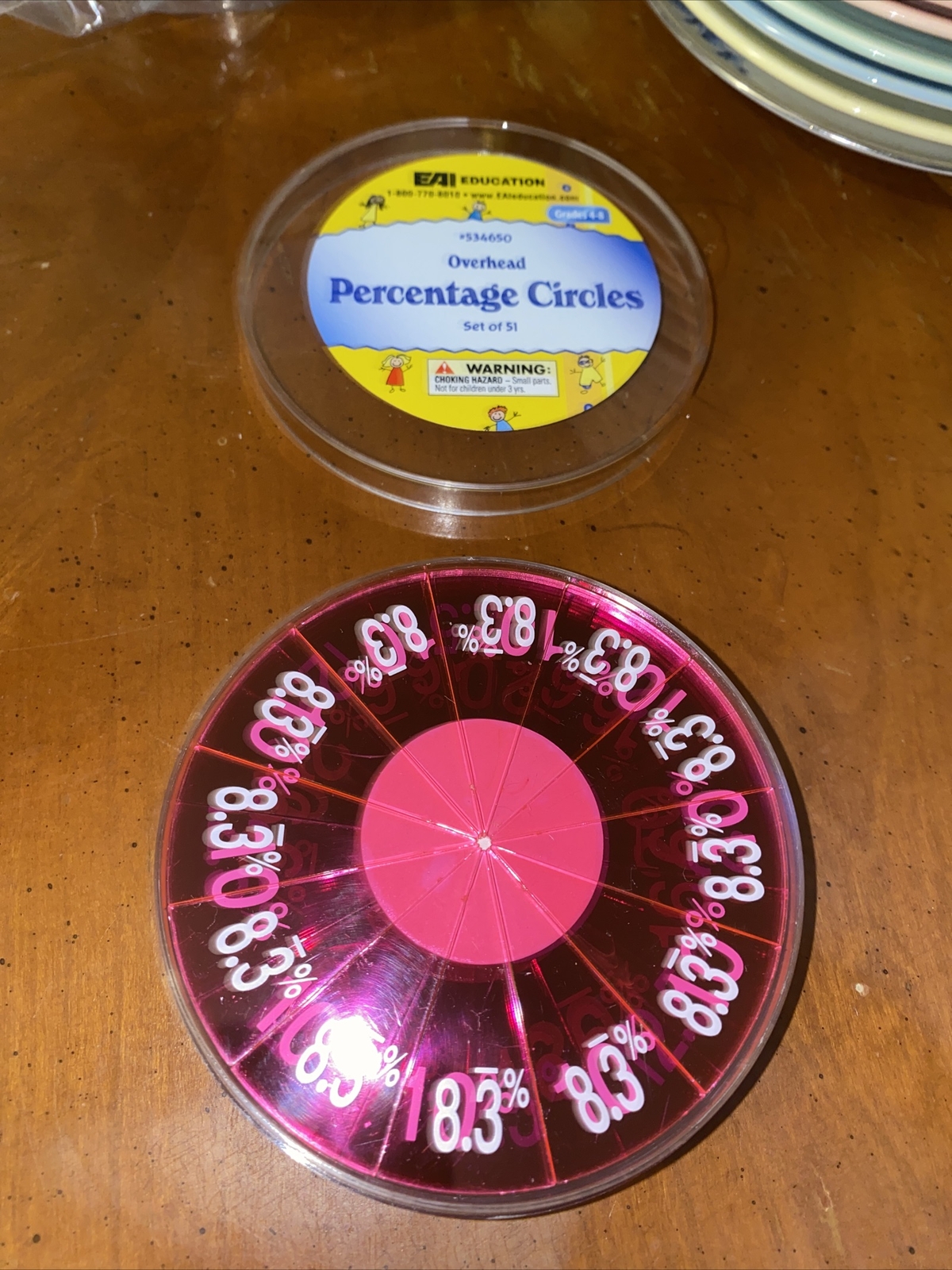 EAI Education Single-Sided 6″ Percentage Tiles Circles : Set of 51 – NEW