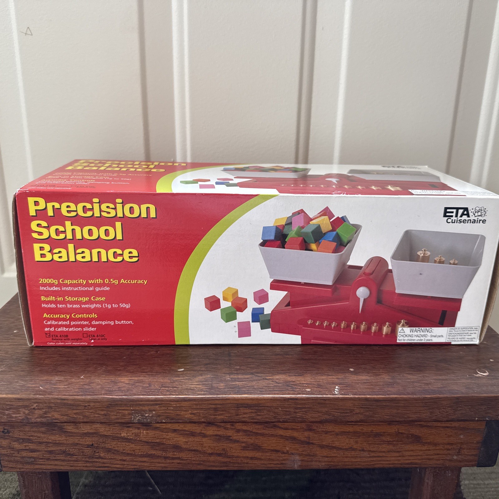 ETA Cuisenaire 410B School Balance Complete Box Manual Brass Weights