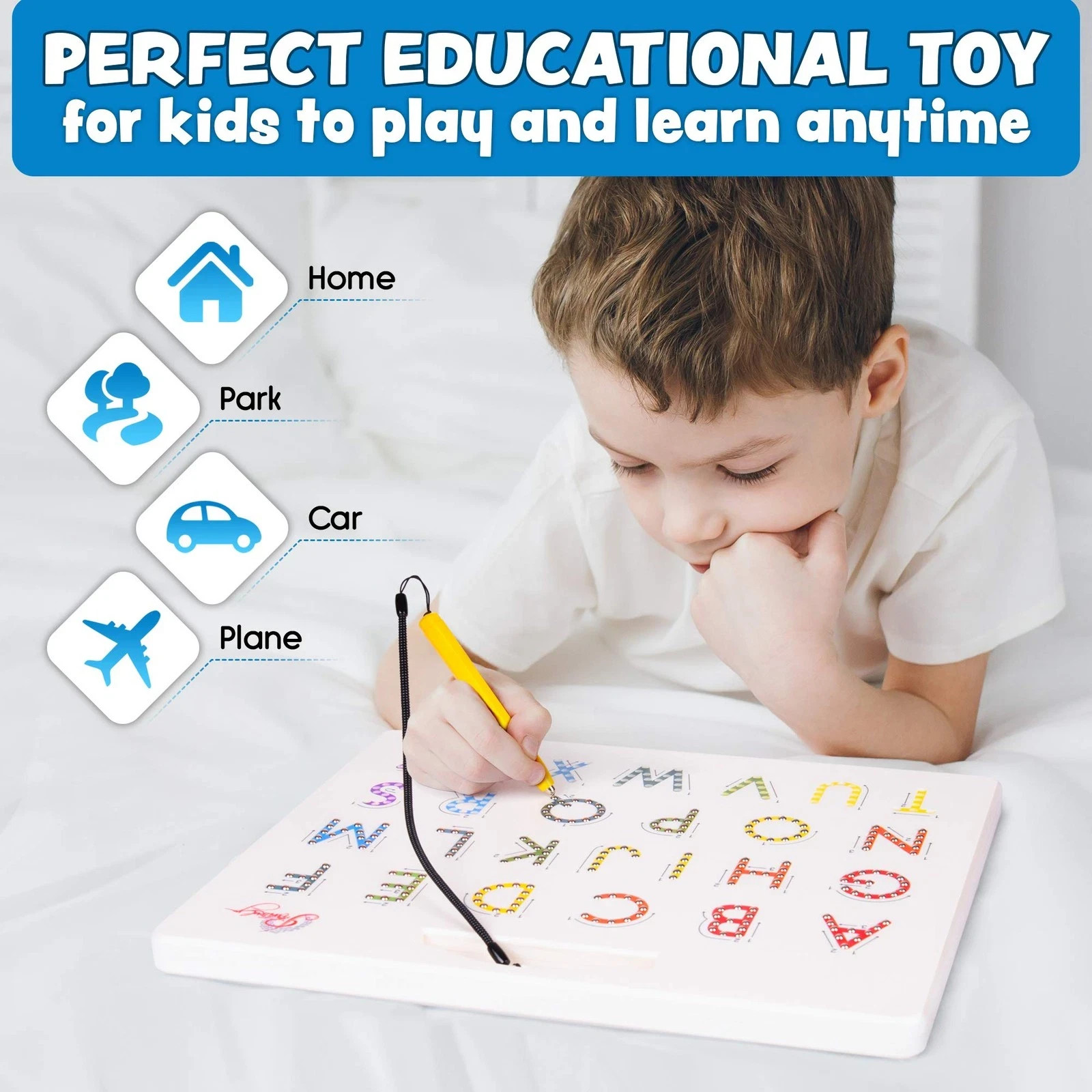Magnetic Alphabet Tracing Board – Double Sided Letters & Numbers Magnetic Tracin