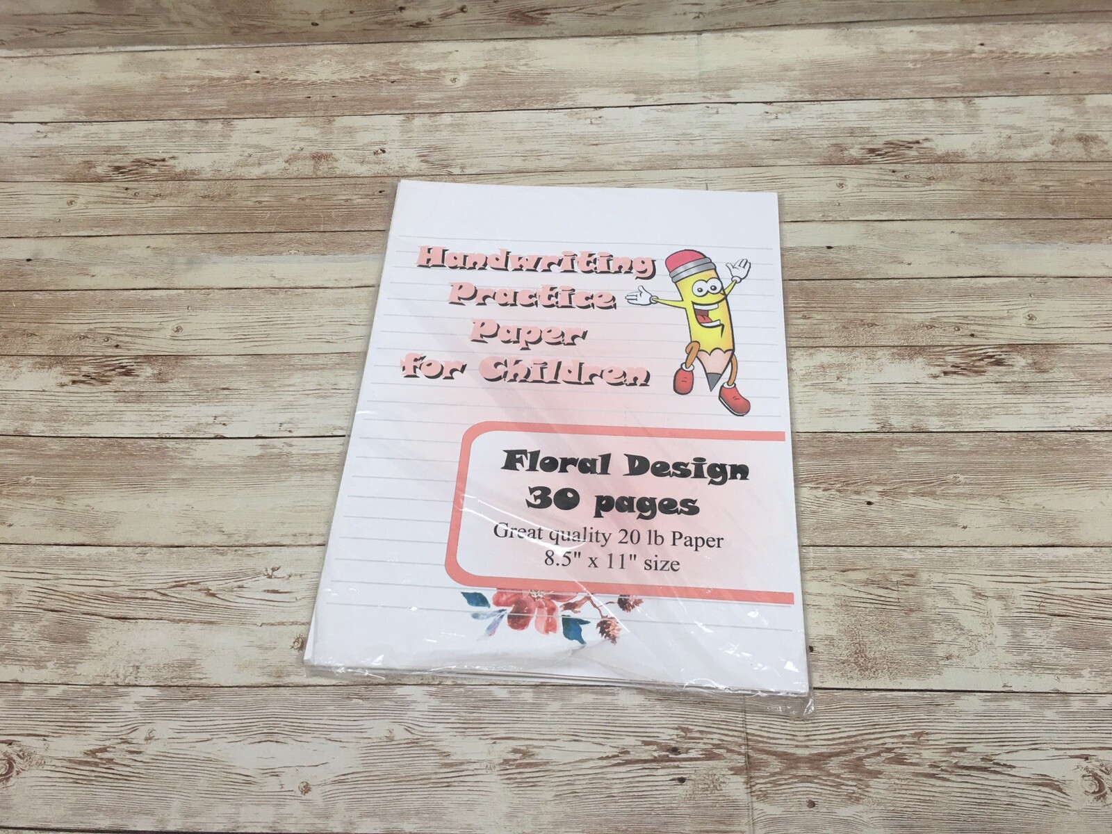Floral Design – Handwriting Practice Paper For Children – 30 Sheets