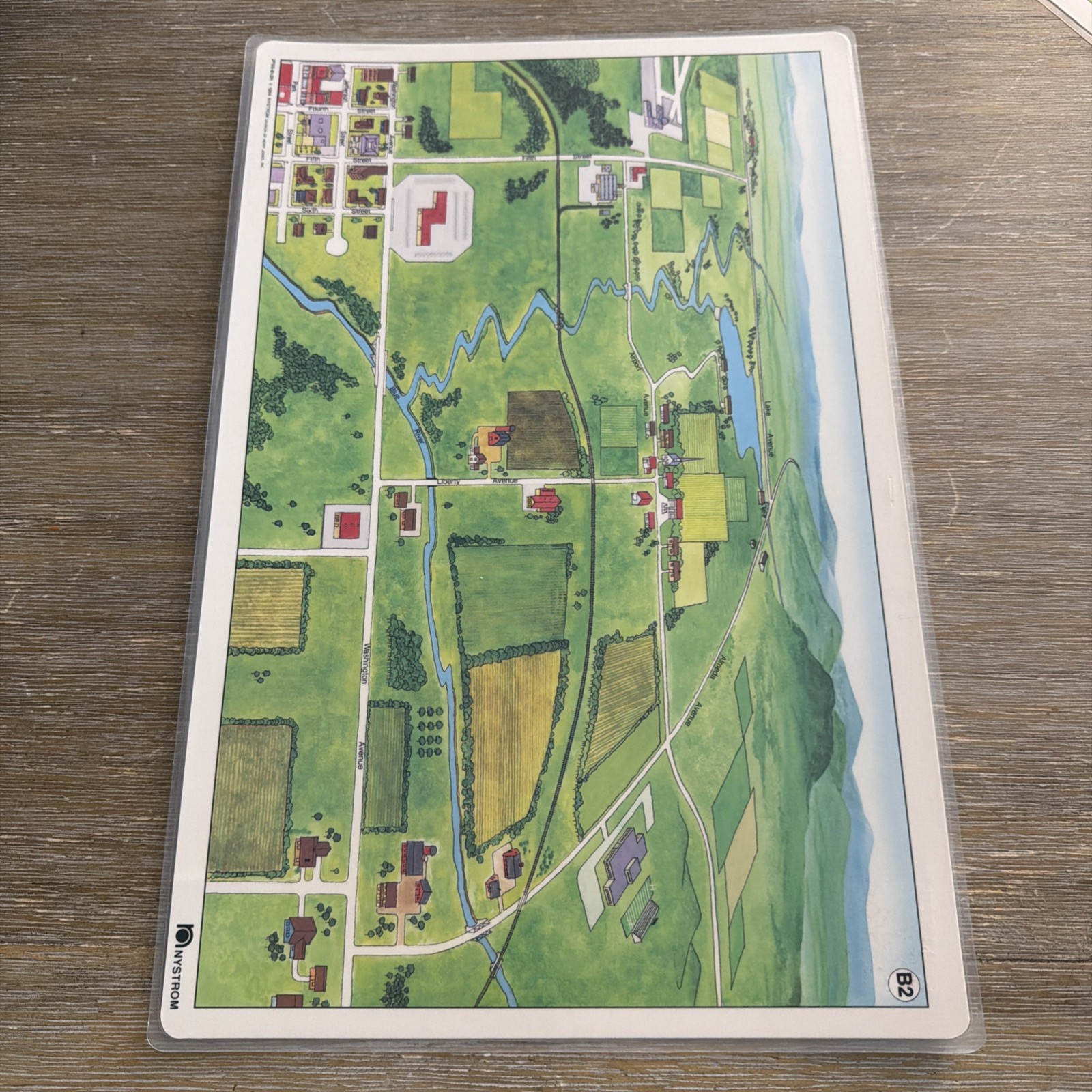 SET 4 matching Pristine 17X11 Laminated double sided Community B1 &B2Map Nystrom