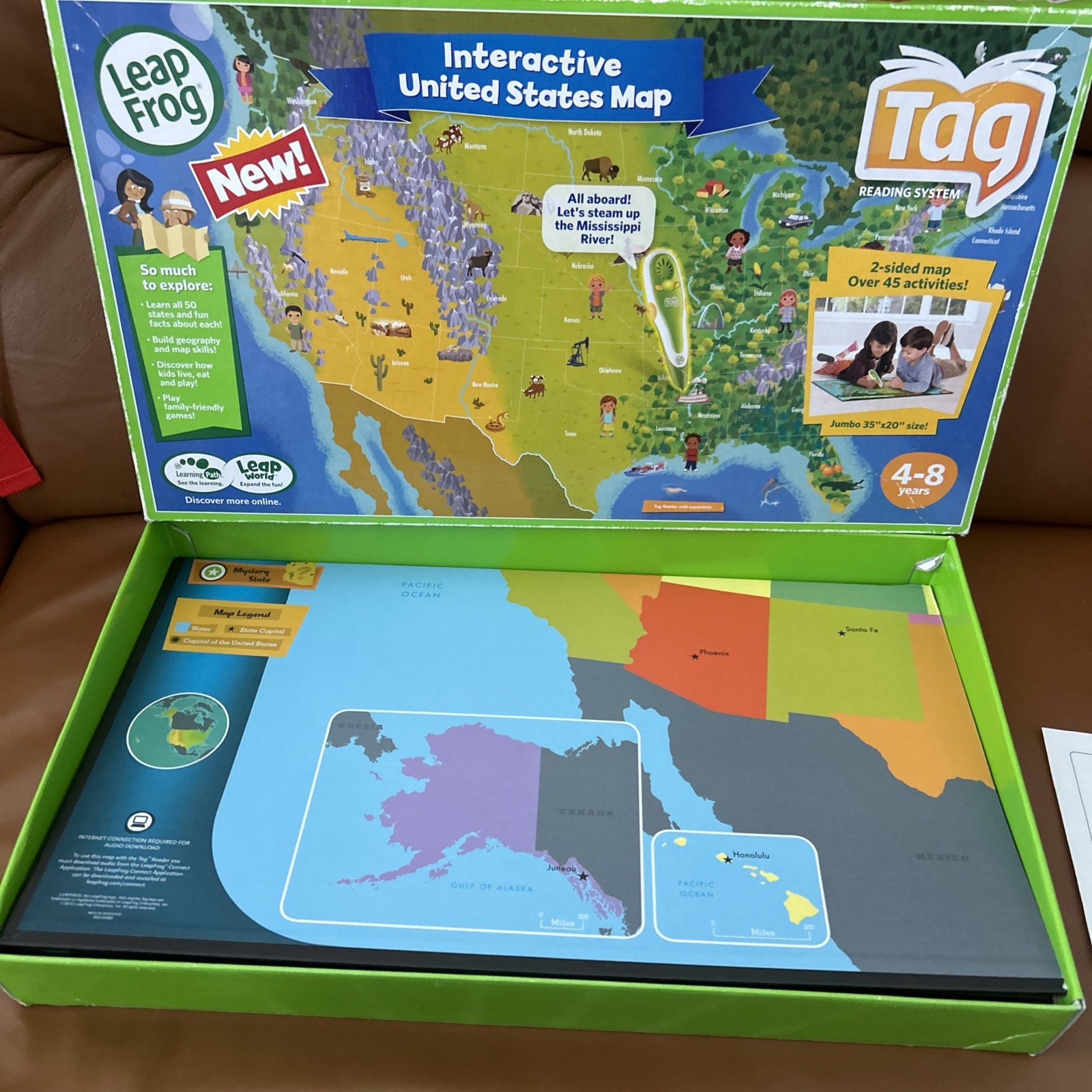 LeapFrog Tag Reading System Interactive United States Map Double Sided USA
