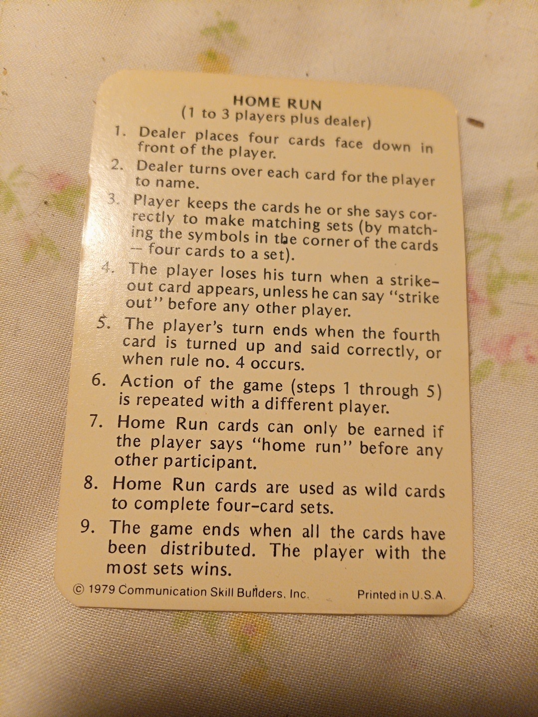 Vintage 1979 Speech Therapy R Sound Motivational Card Games