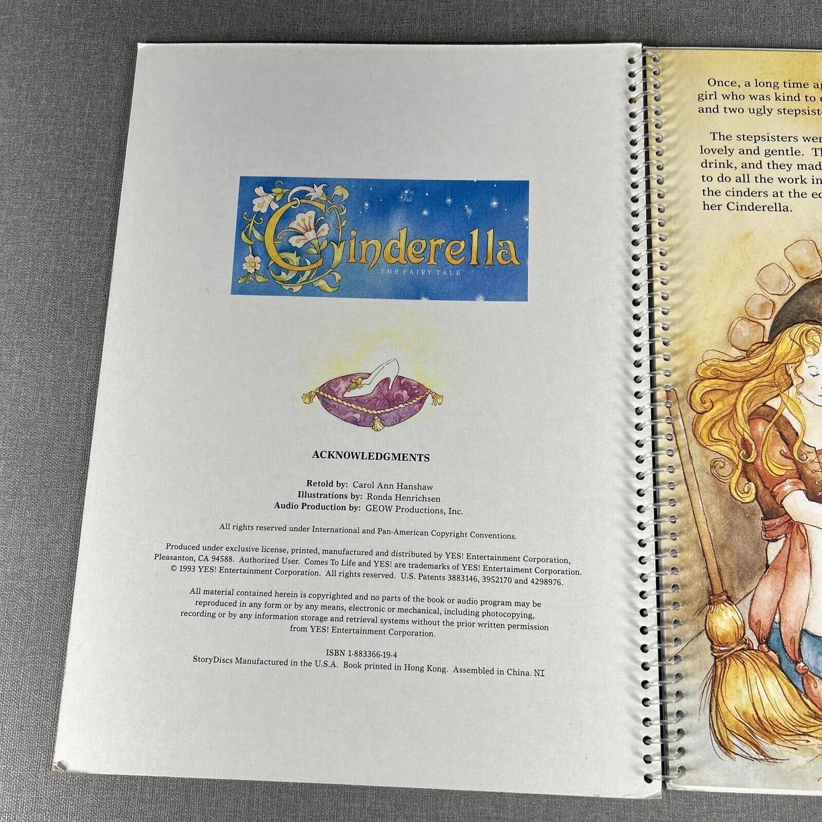 Comes To Life Books Cinderella 1993 Hardcover Spiral Book Yes!