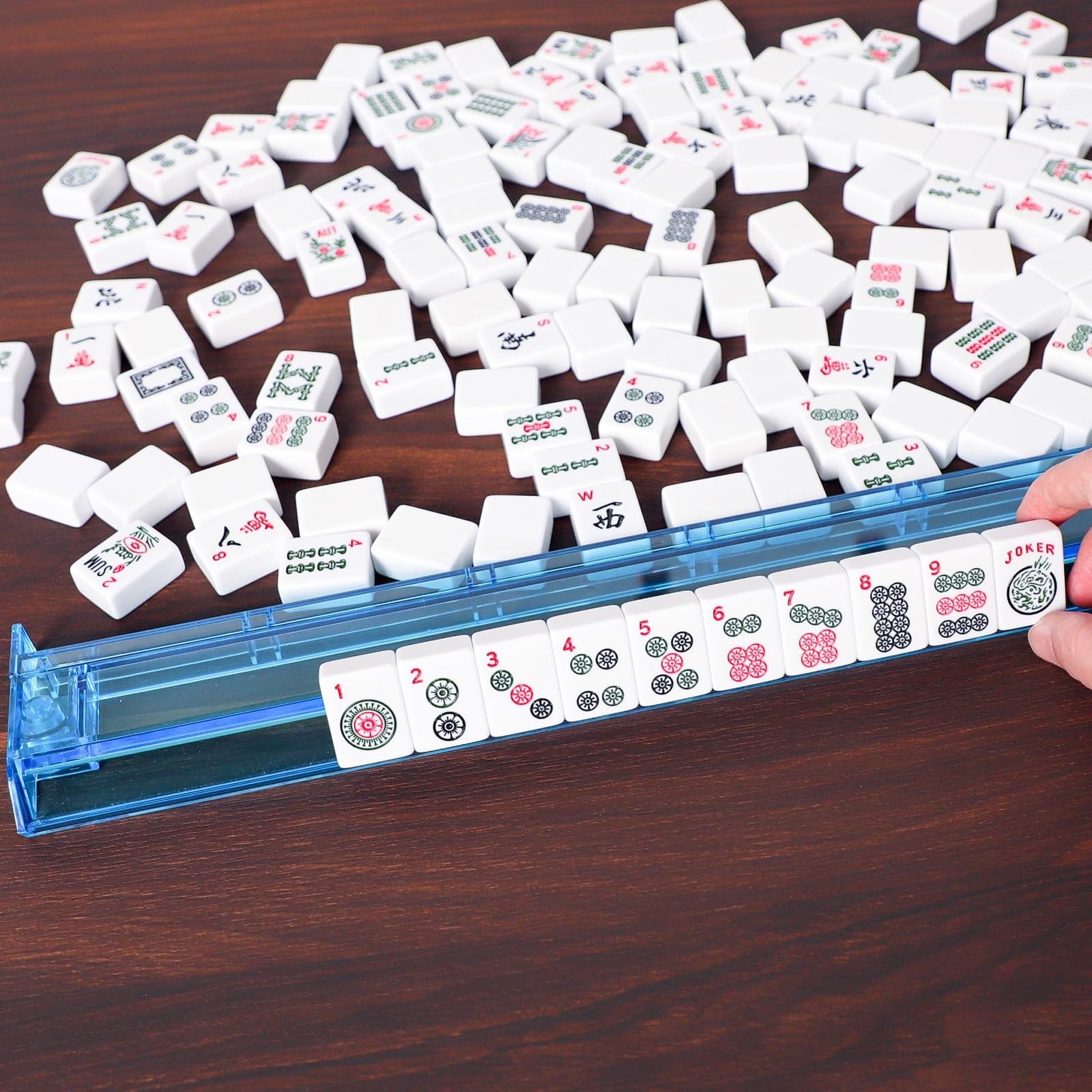 ZGME American Mahjong Set,166 White Tiles with Blue Rectangular Bag and Acces…