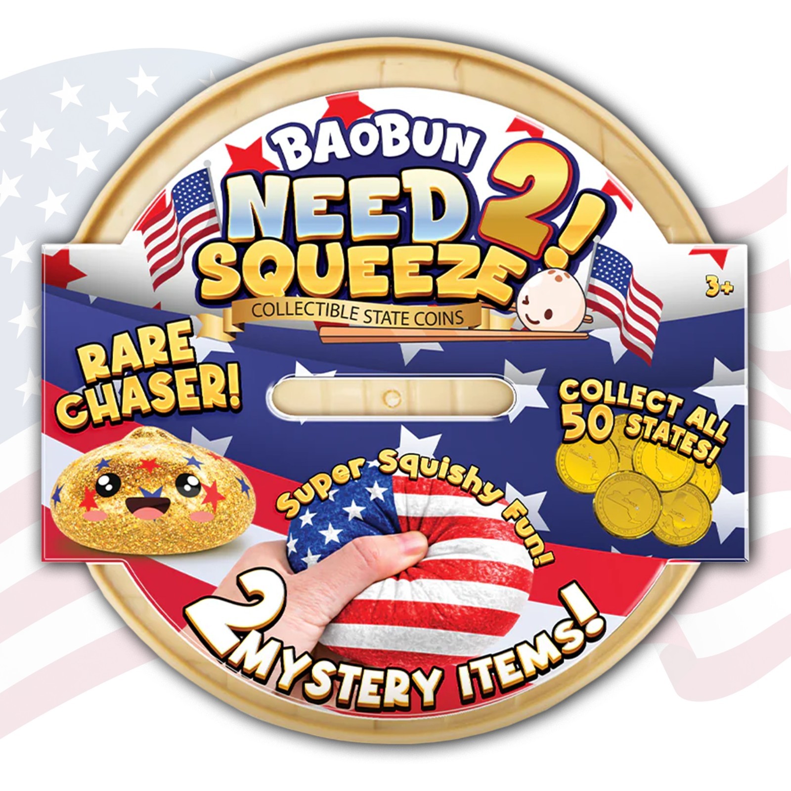 Toy Master Happy Birthday America PU Bao Bun Squishy w/ Surprise Token