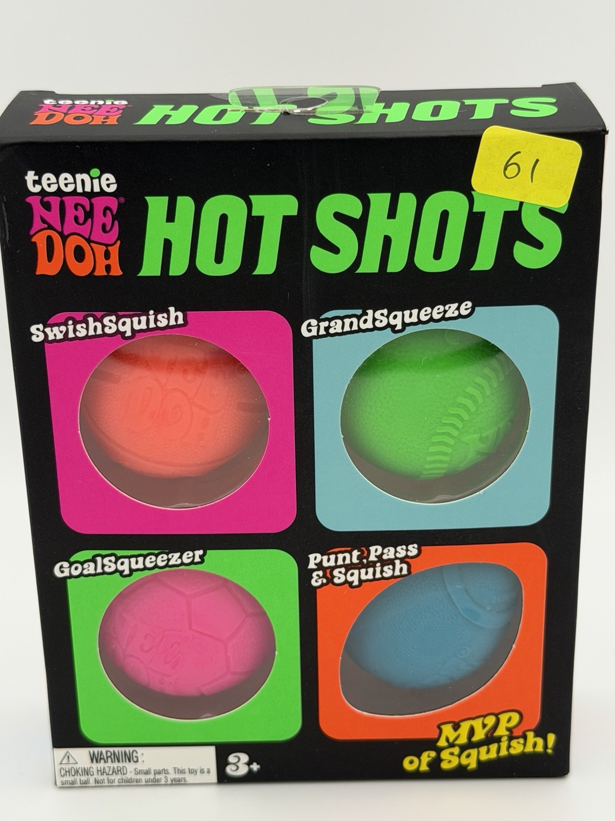 NeeDoh Teenie Hot Shots Mini 4-Pack⚾🏈New Squishy Stress Fidget Toy Sports Ball
