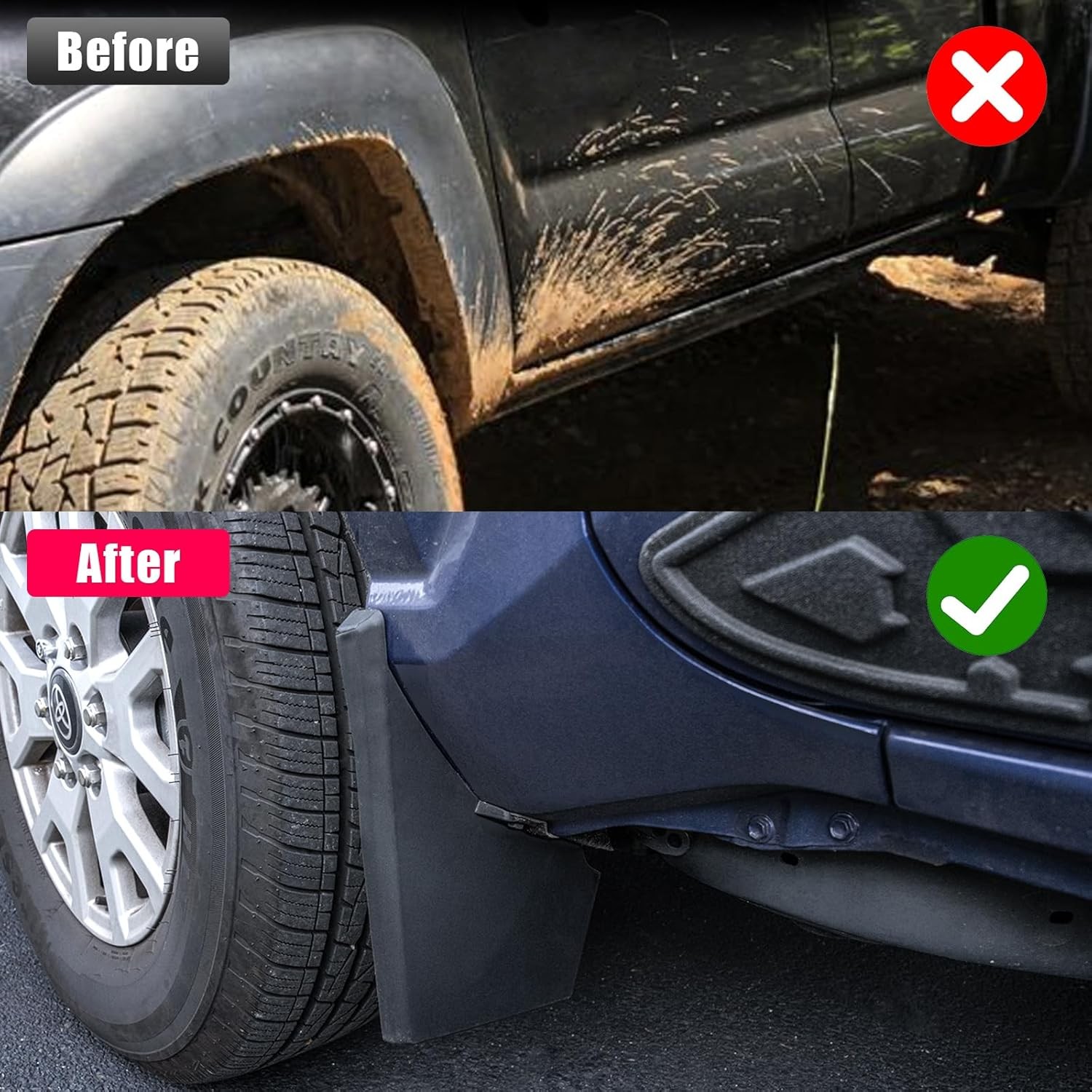 Mud Flaps 2024 2025 2026 Toyota Tacoma Without Fender Flare Mud Guards Set