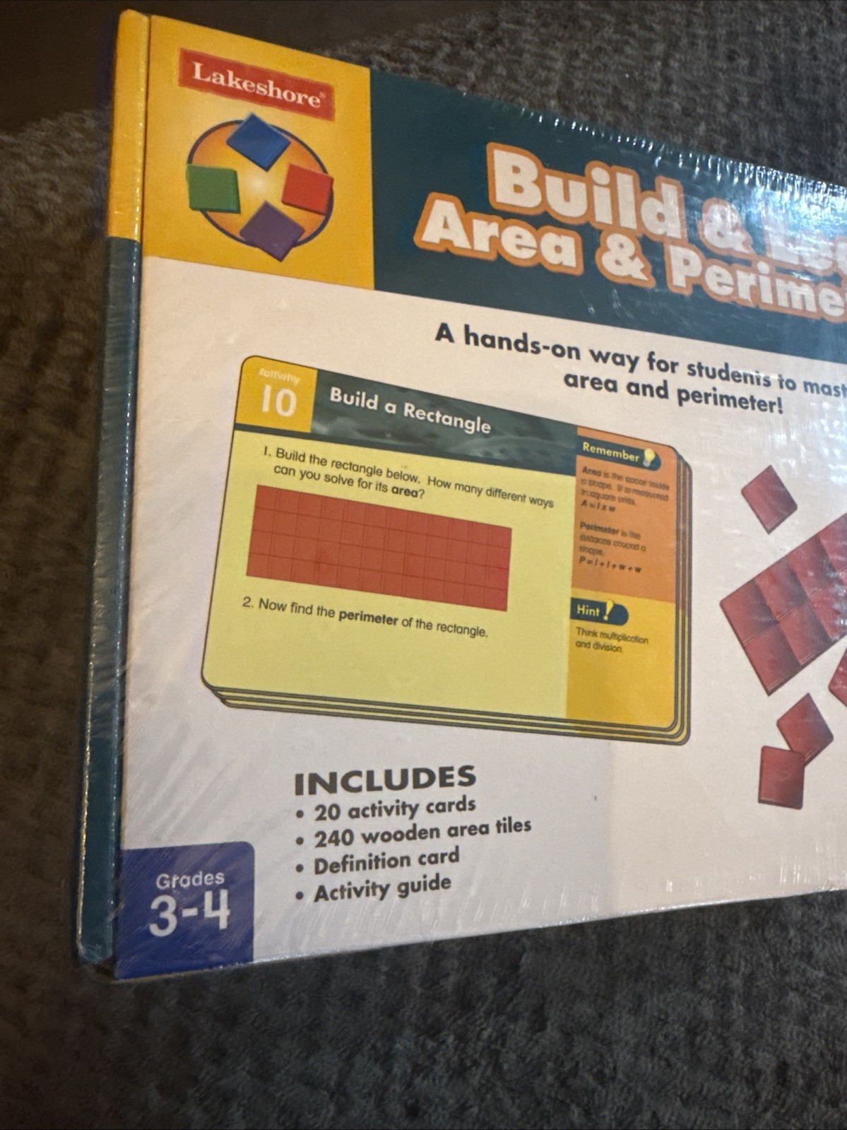 Build And Learn Area And Perimeter Kit Math & Geometry Lakeshore Grades 3-4 NEW