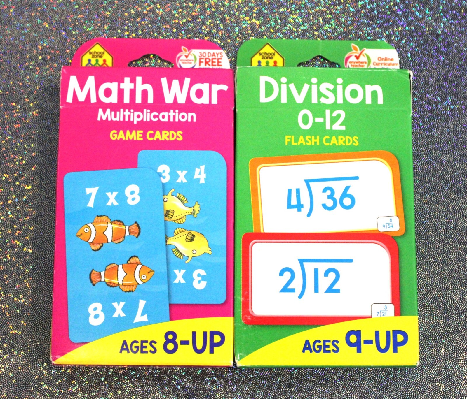 School Zone Math Flash Cards Division Multiplication Game Grades 3-4 Ages 8-9