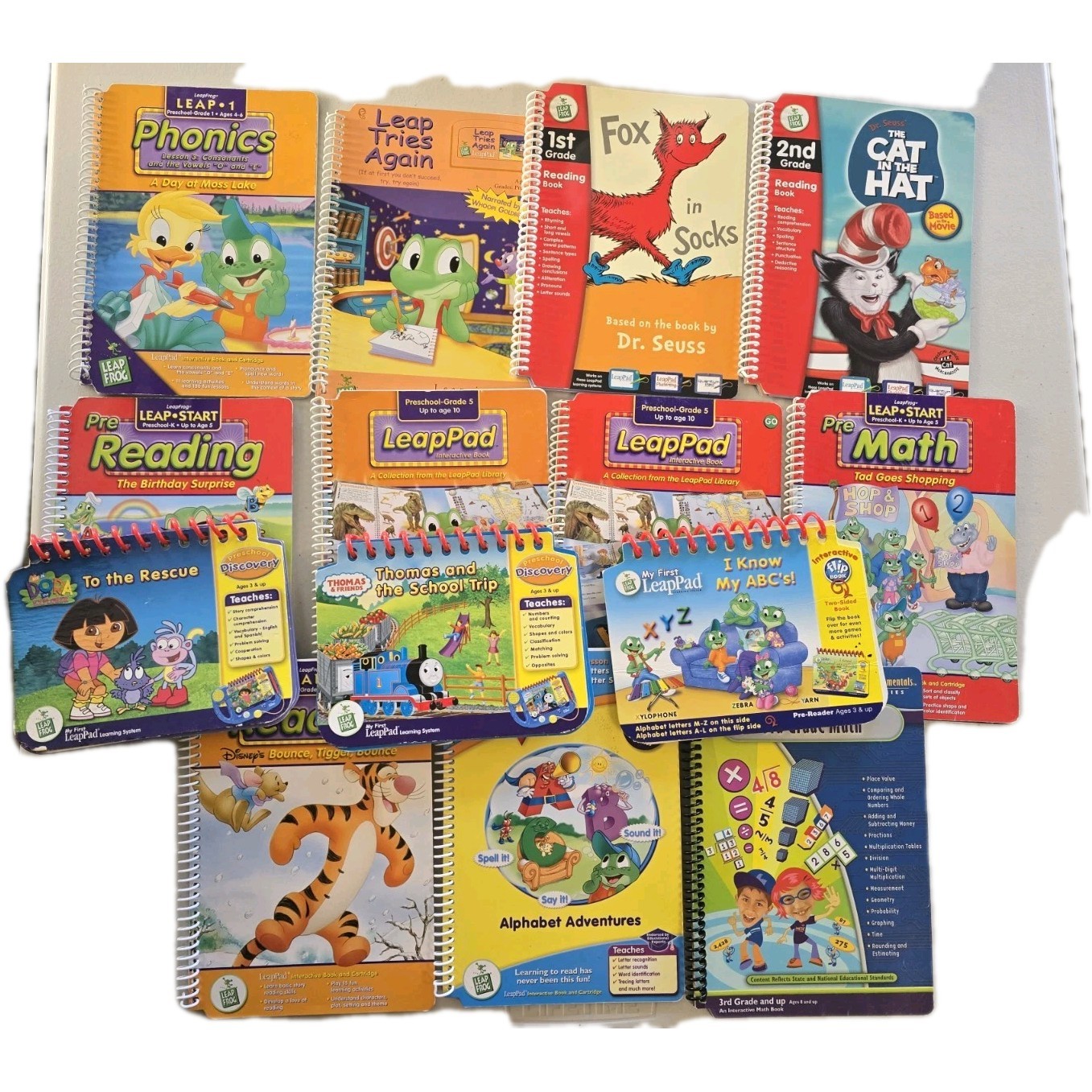 Lot Of 14 Leap Frog Leap Start SPIRAL Learning BOOKS Ages 3-10 Learn to Read