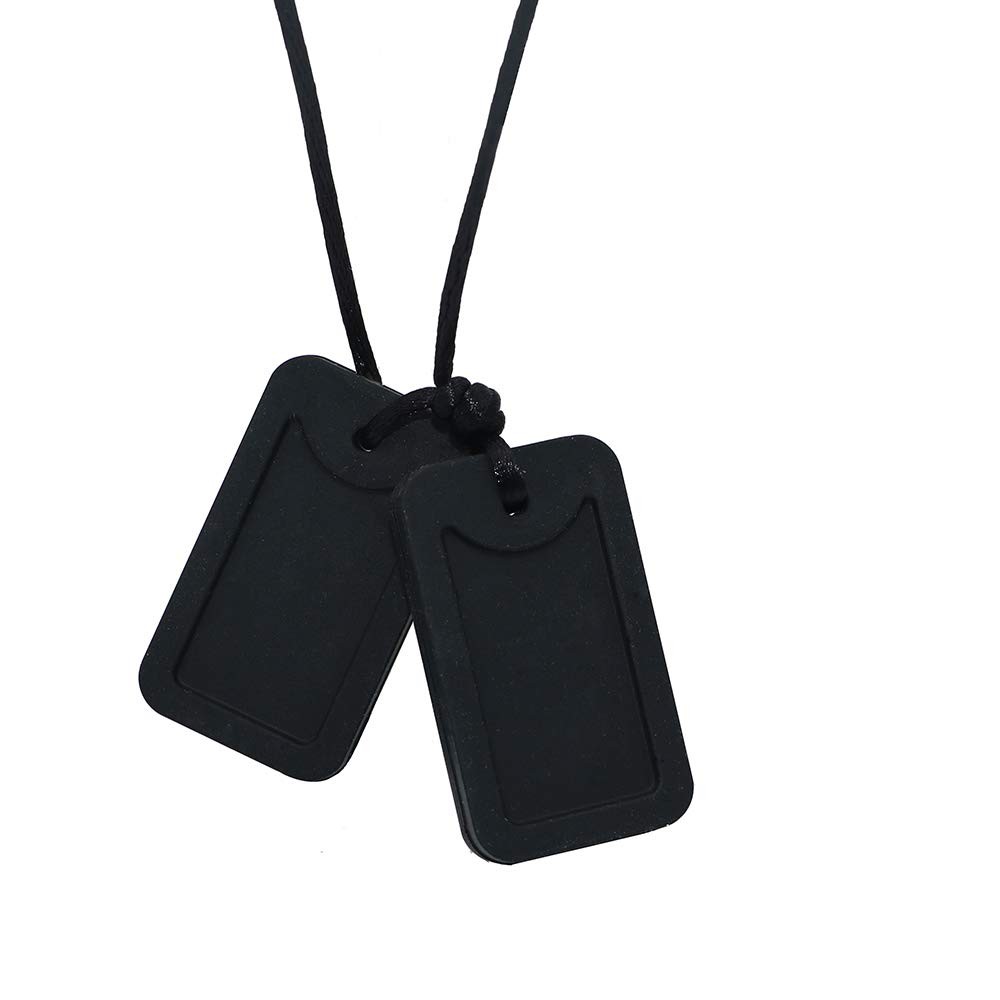 Sensory Chew Necklace for Kids and Adults, Silicone Dog Tag Pendant Chewy for Au