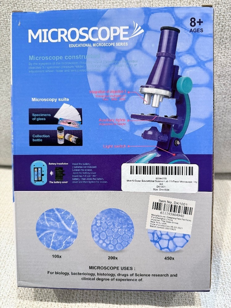 11-pc Kid’s Educational Microscope Set 100x, 200x, 450x Magnification, 8+, NIB