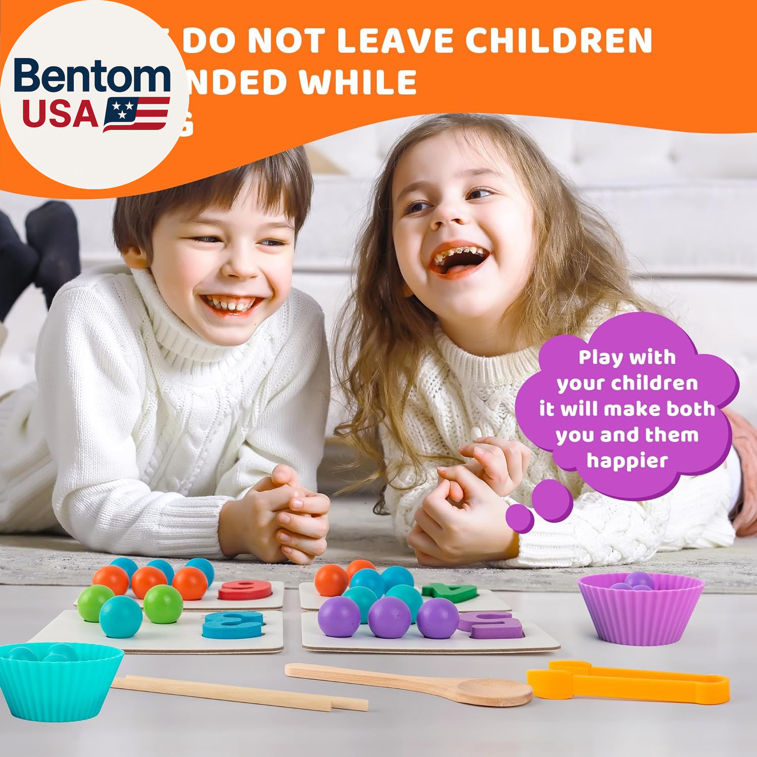 Fine Motor Toys，Wooden Peg Board Bead Game for Toddlers – Rainbow Stacking, Colo
