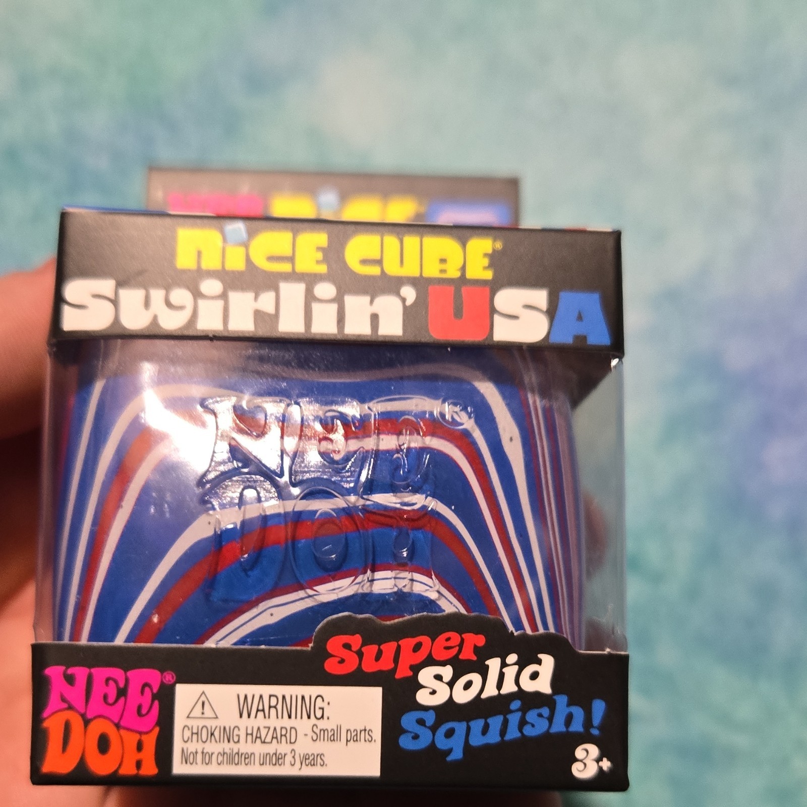 NeeDoh Nice Cube Swirlin’ USA Super Solid Squish Sensory Toy 3+ rare limited run