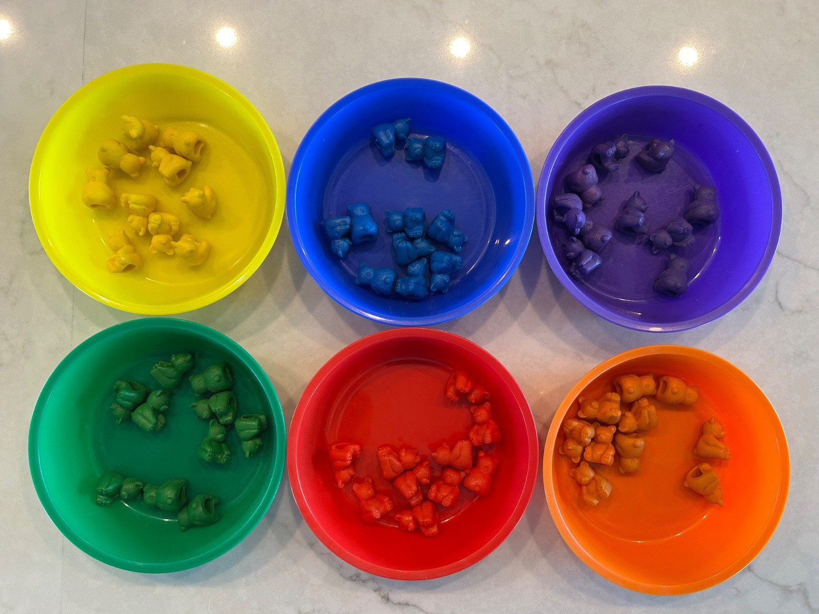 Lot 60 Counting Counter Sorting Bears Math Manipulative 6 colors, 6 bowls