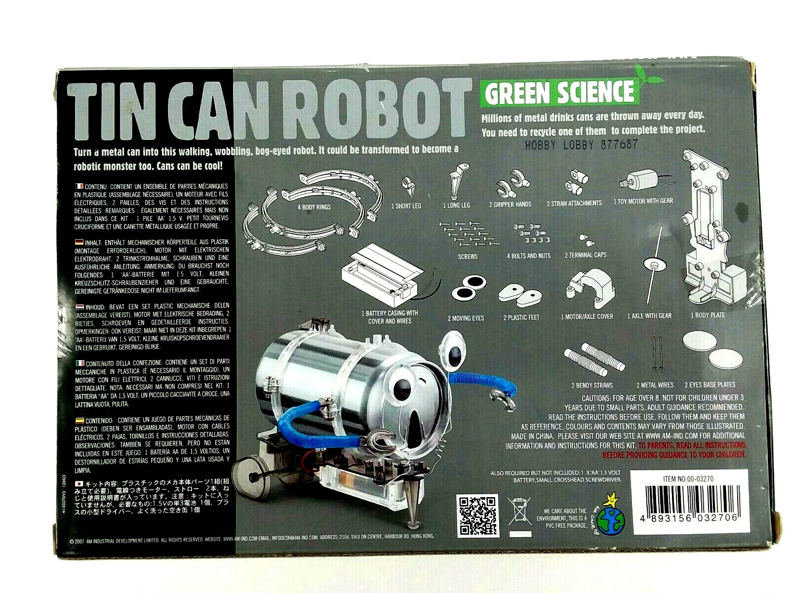 4M Tin Can Robot Science Kit for Ages 8 and Older, Electronic Learning Toys