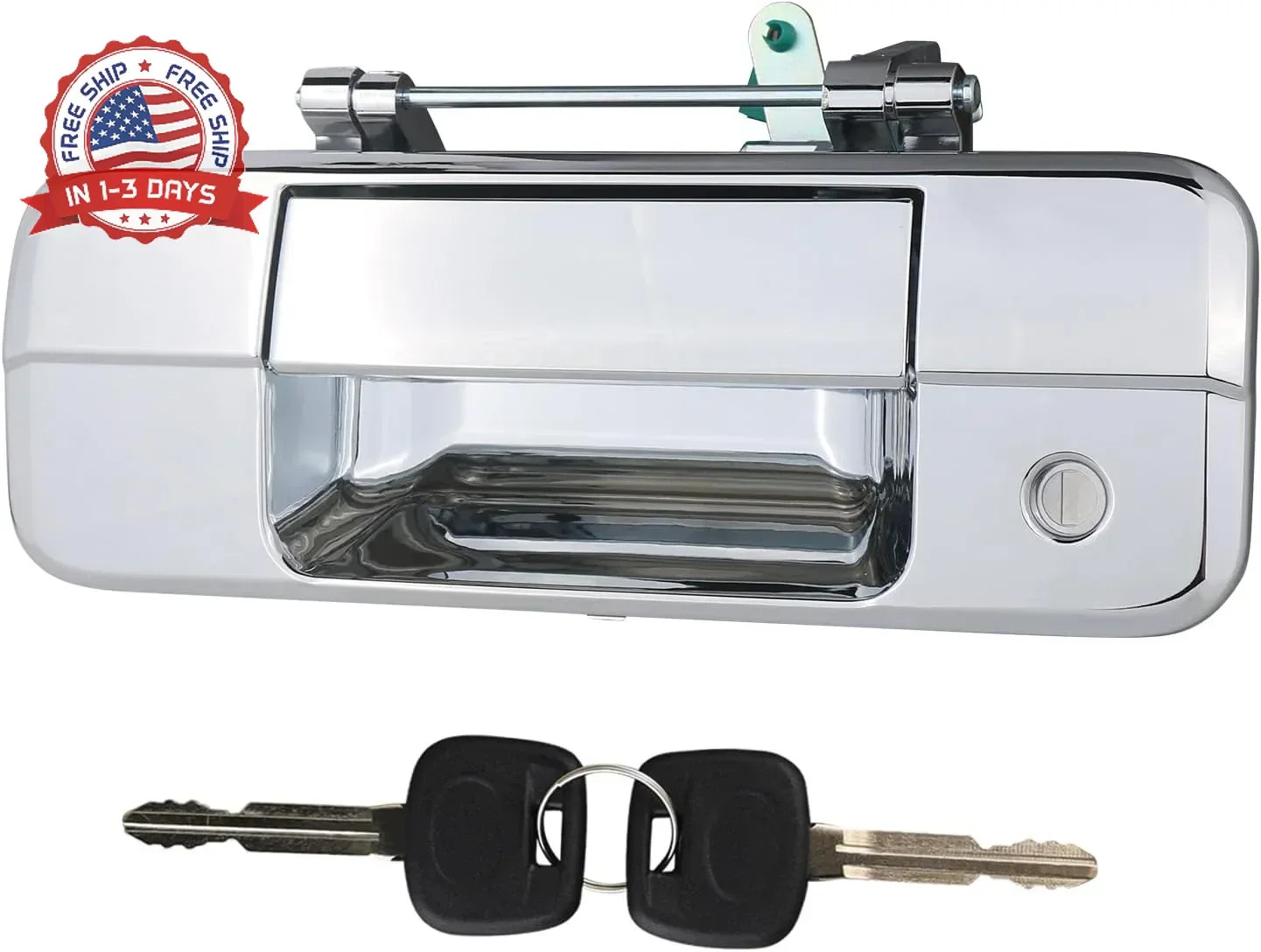 Chrome Tailgate Handle Liftgate Latch Handle with Key Lock Cylinder fit for 2007